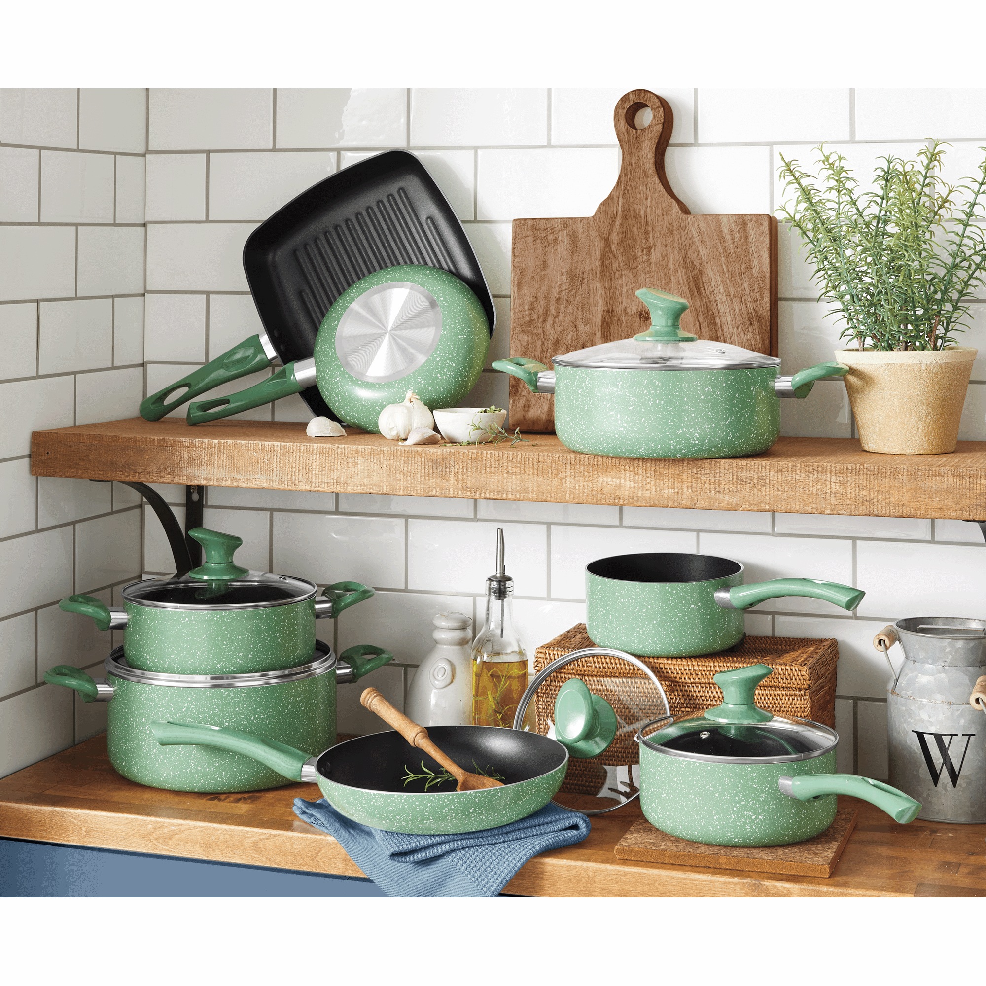13-Piece Granite Aluminum Cookware Set