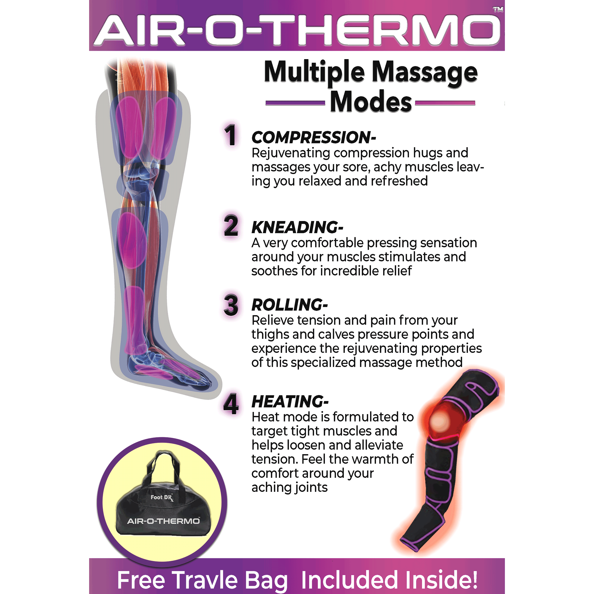 Air-O-Thermo Cordless Heated Leg Massager