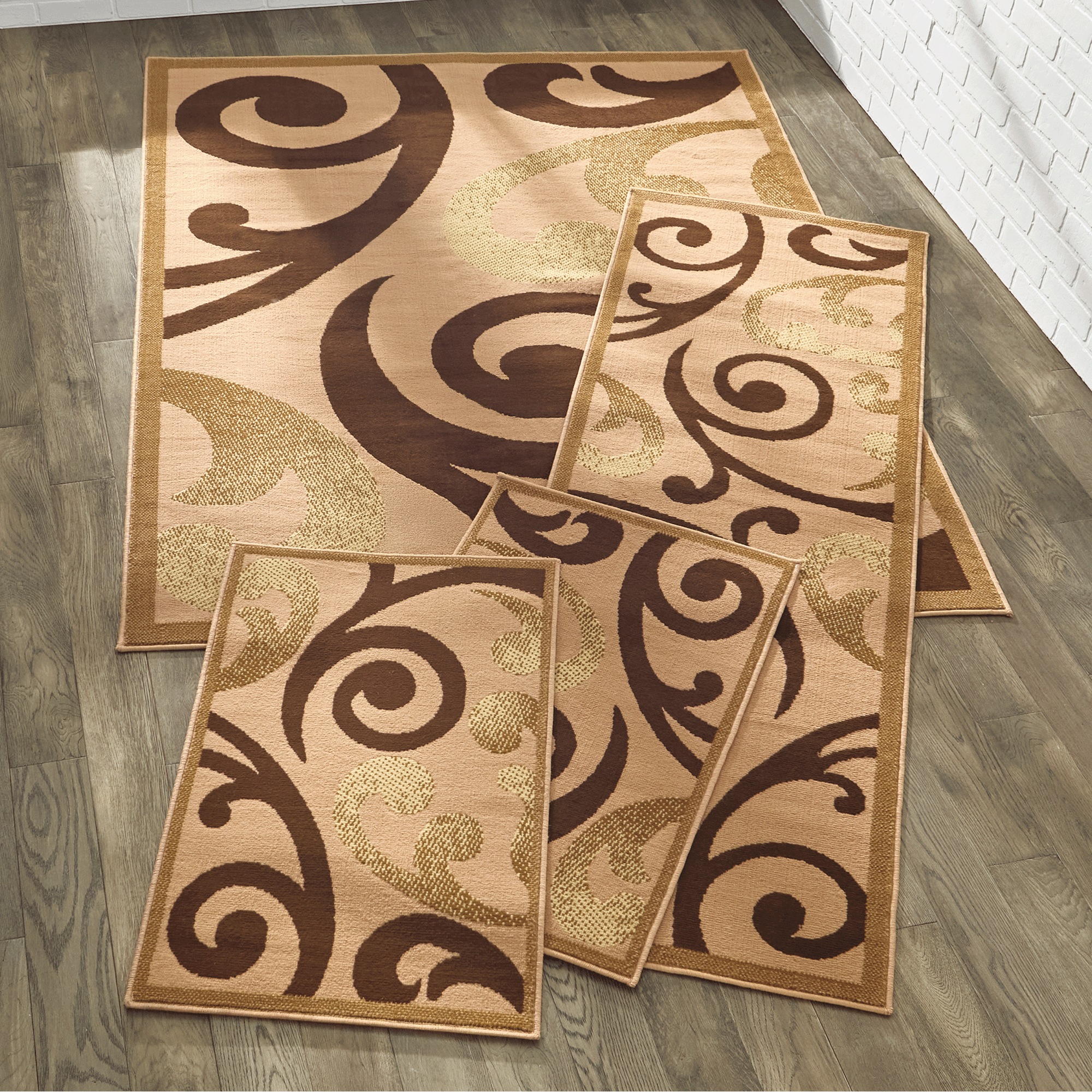 4-Piece Swirl Rug Set