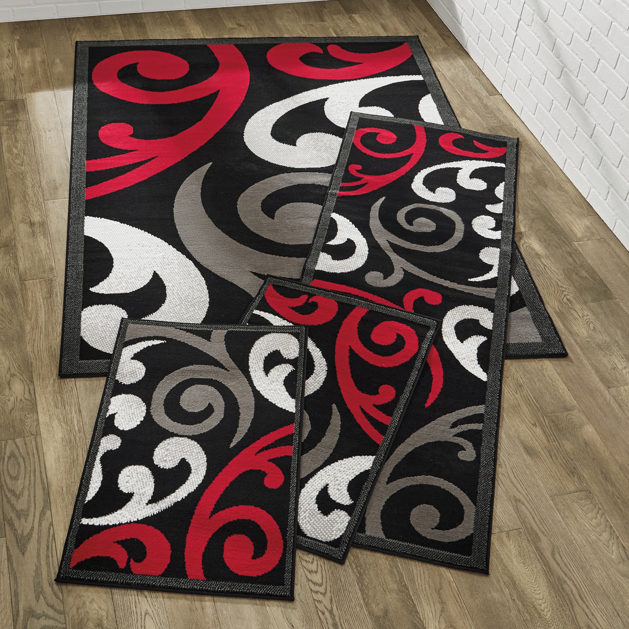 4-Piece Swirl Rug Set