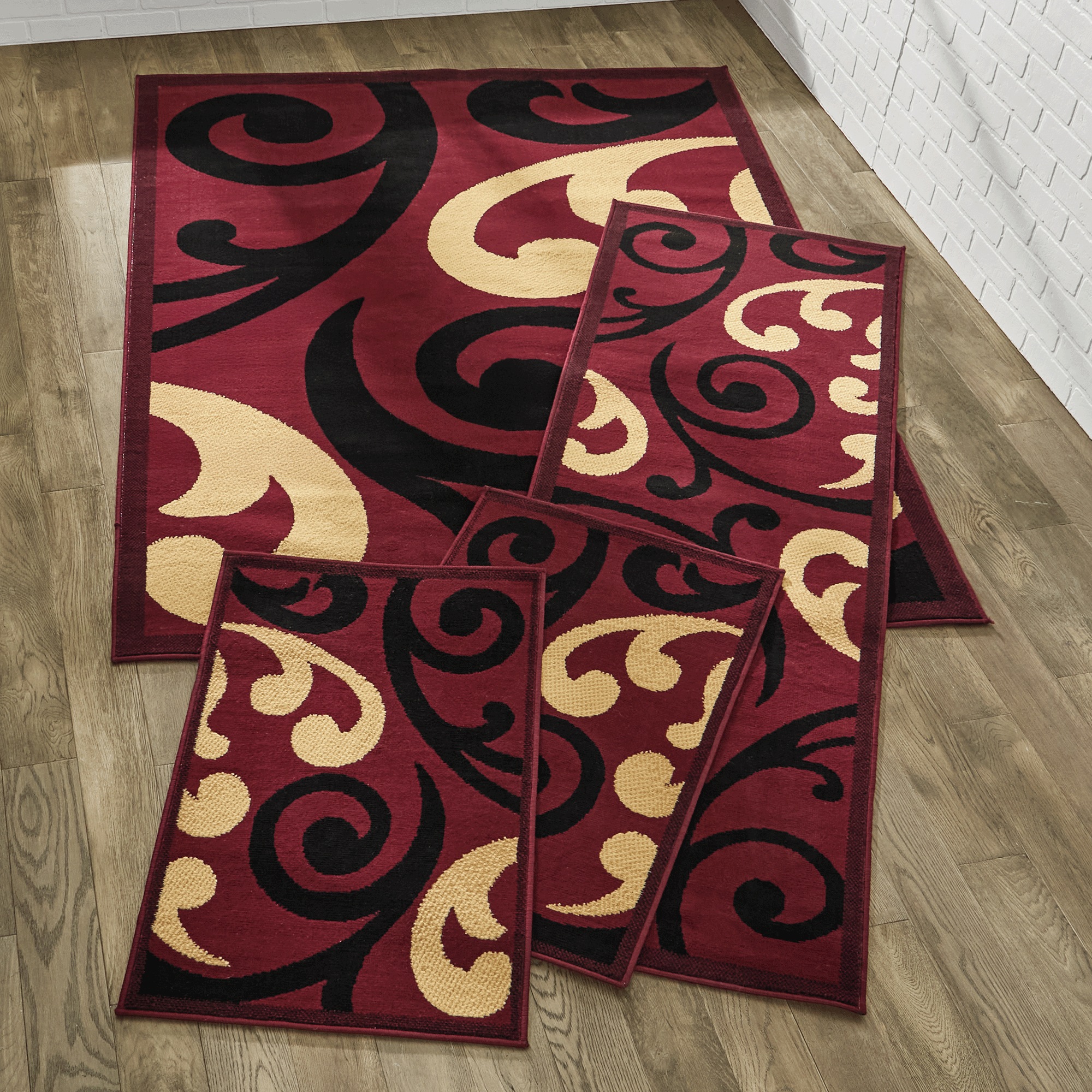 4-Piece Swirl Rug Set 3 4-Piece Swirl Rug Set