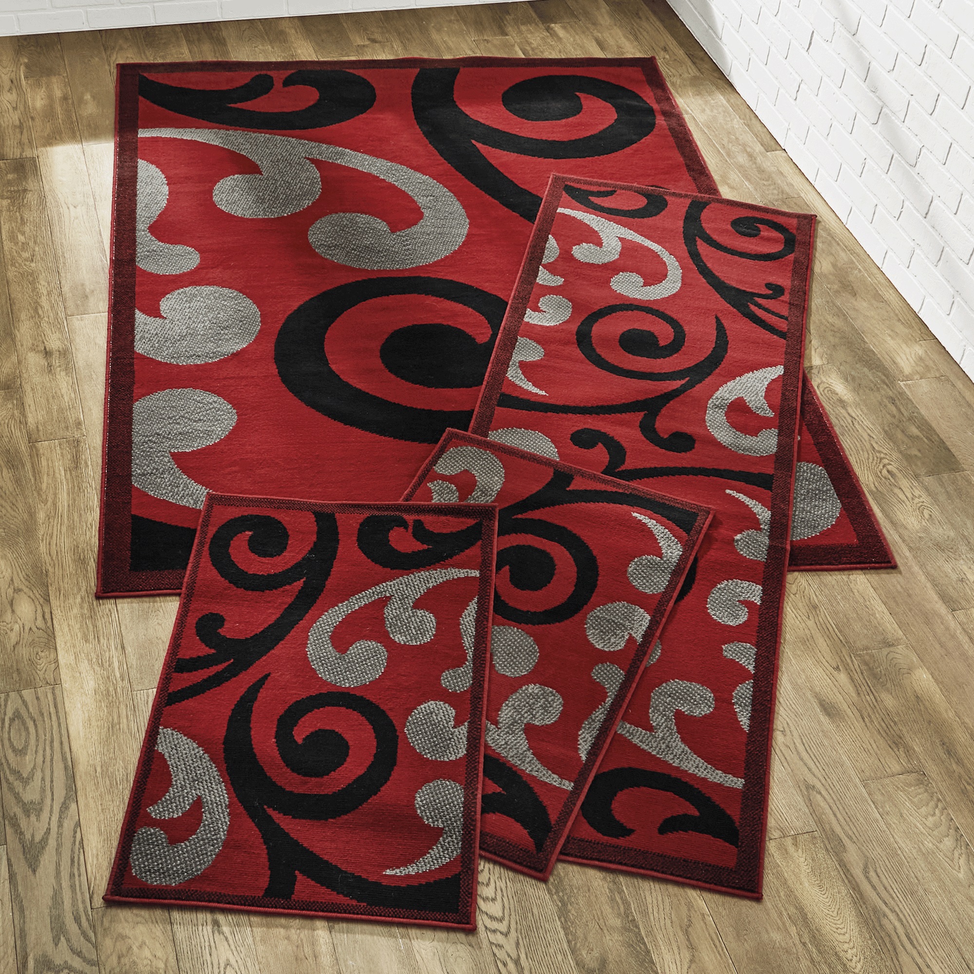 4-Piece Swirl Rug Set 4 4-Piece Swirl Rug Set