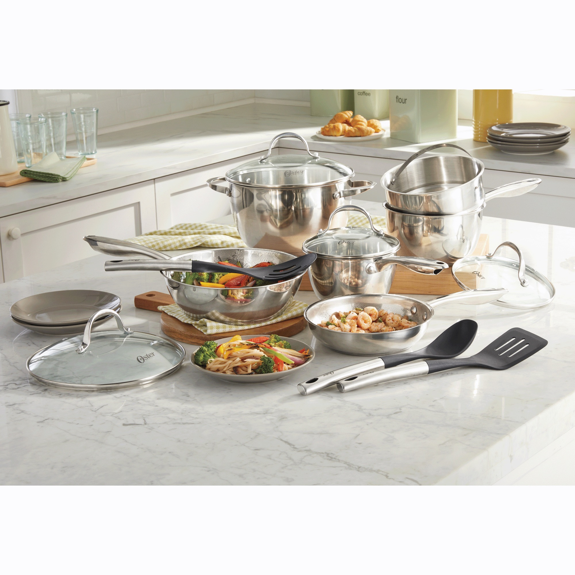 13-Piece Oster Ridgewell Stainless Steel Cookware Set