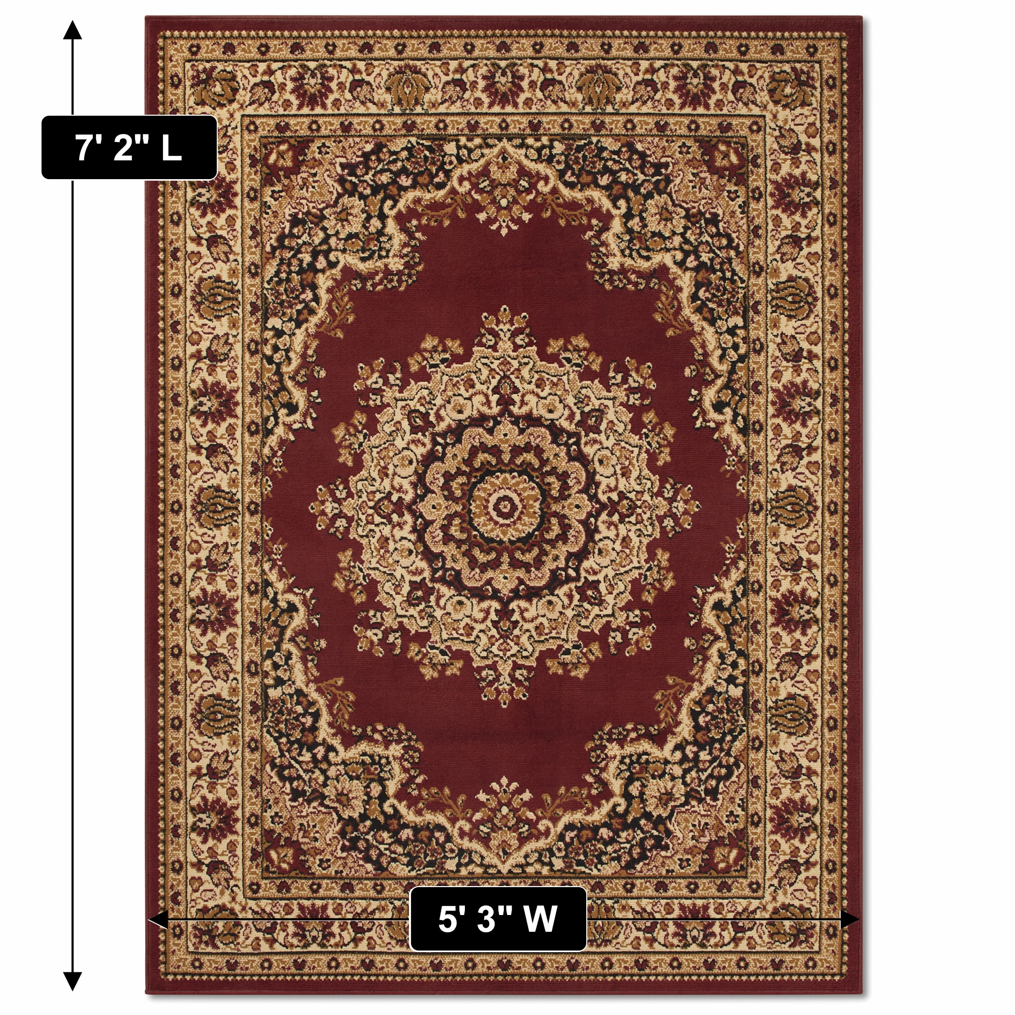 4-Piece Plush Floral Kirman Rug Set with Runner and Mats