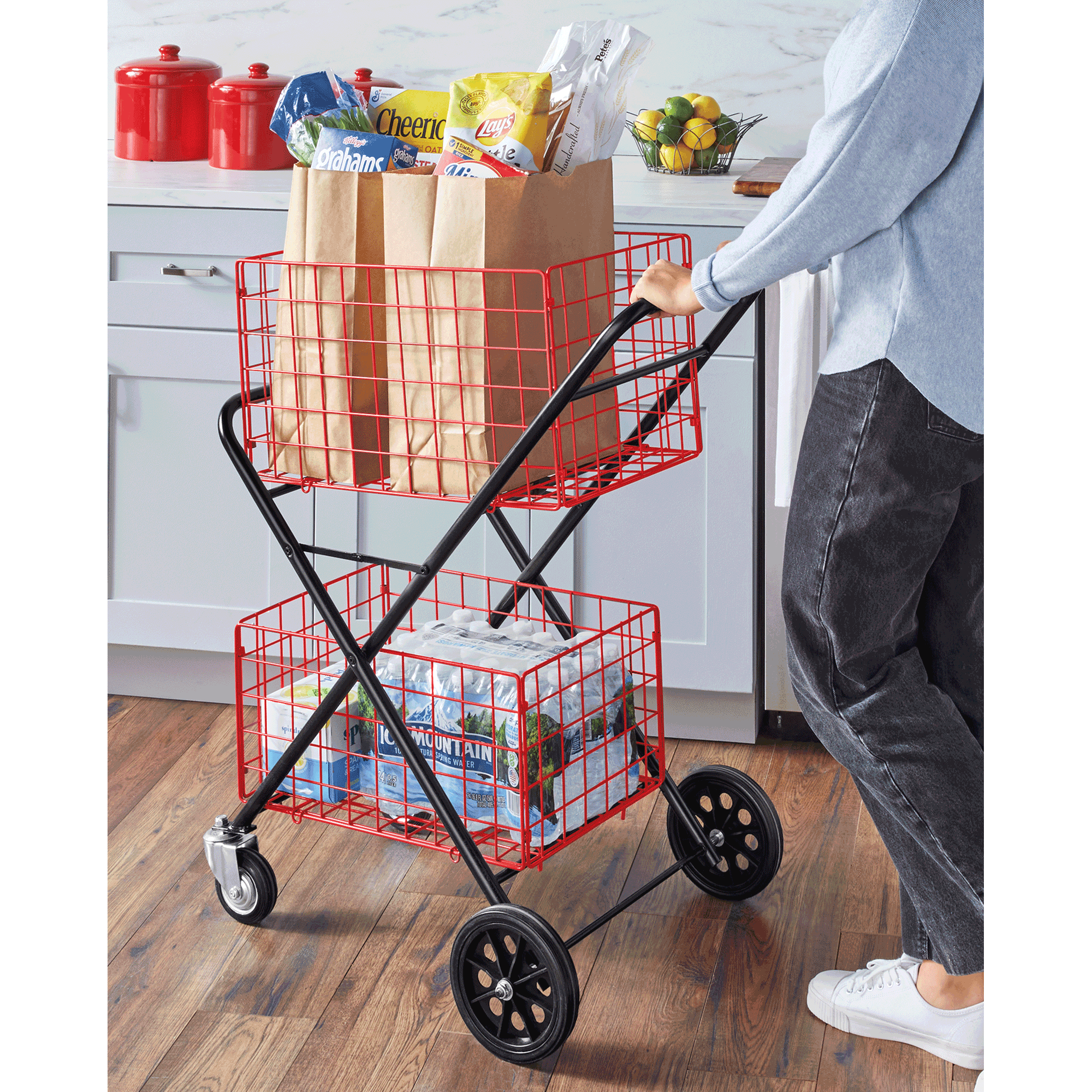 2-Tier Collapsible Shopping Cart