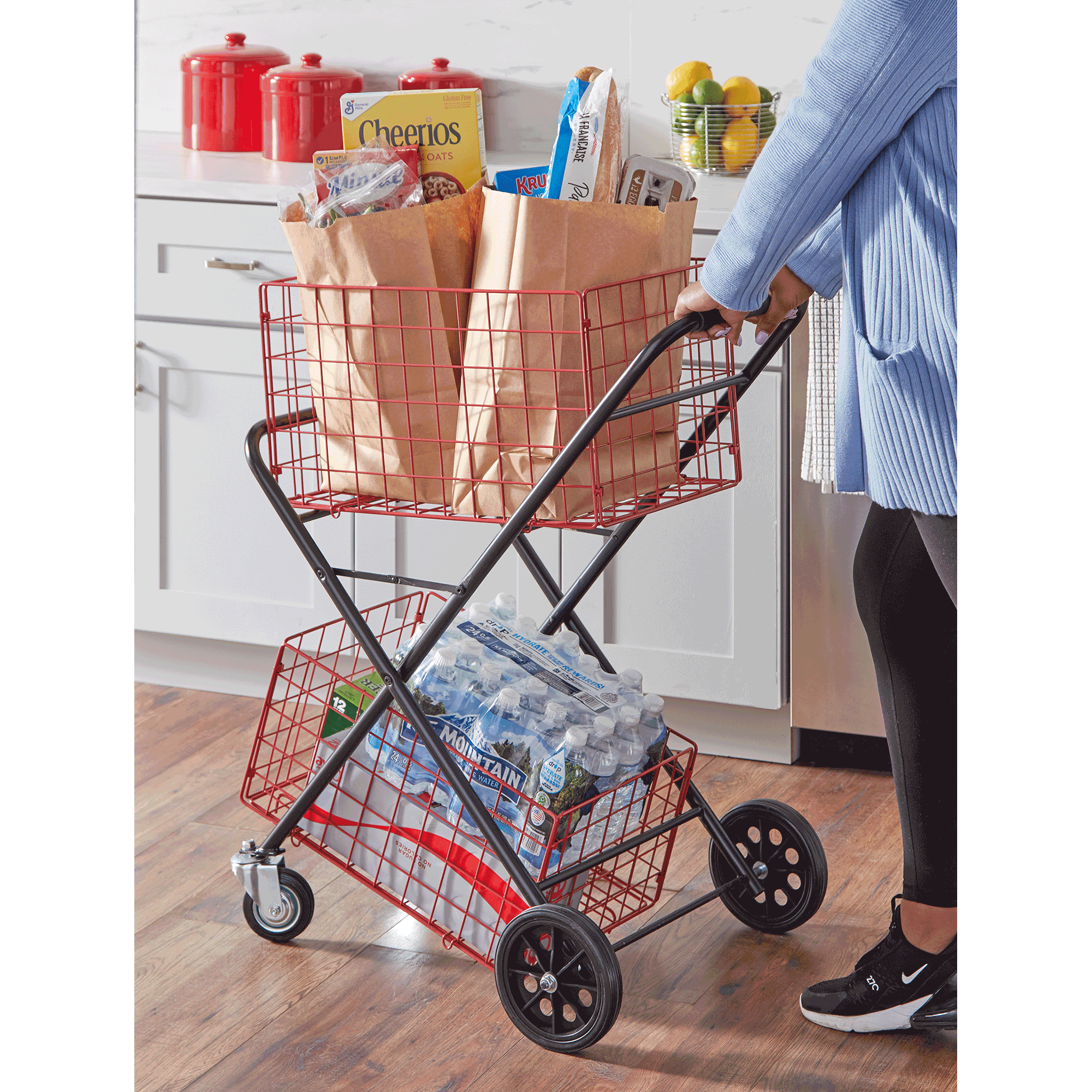 2-Tier Collapsible Shopping Cart