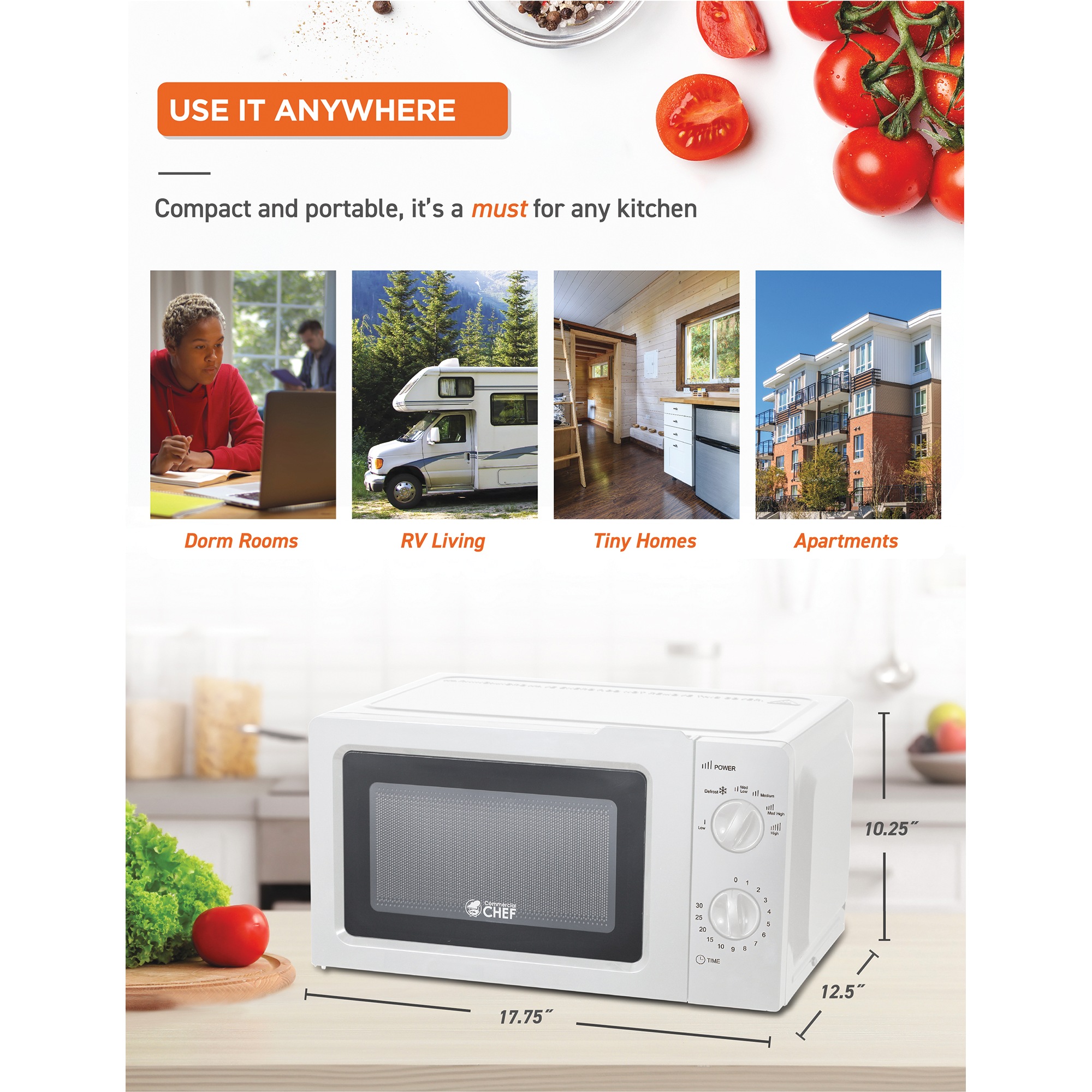 Commercial Chef 0.6 cu. ft. Microwave 14 Commercial Chef 0.6 cu. ft. Microwave