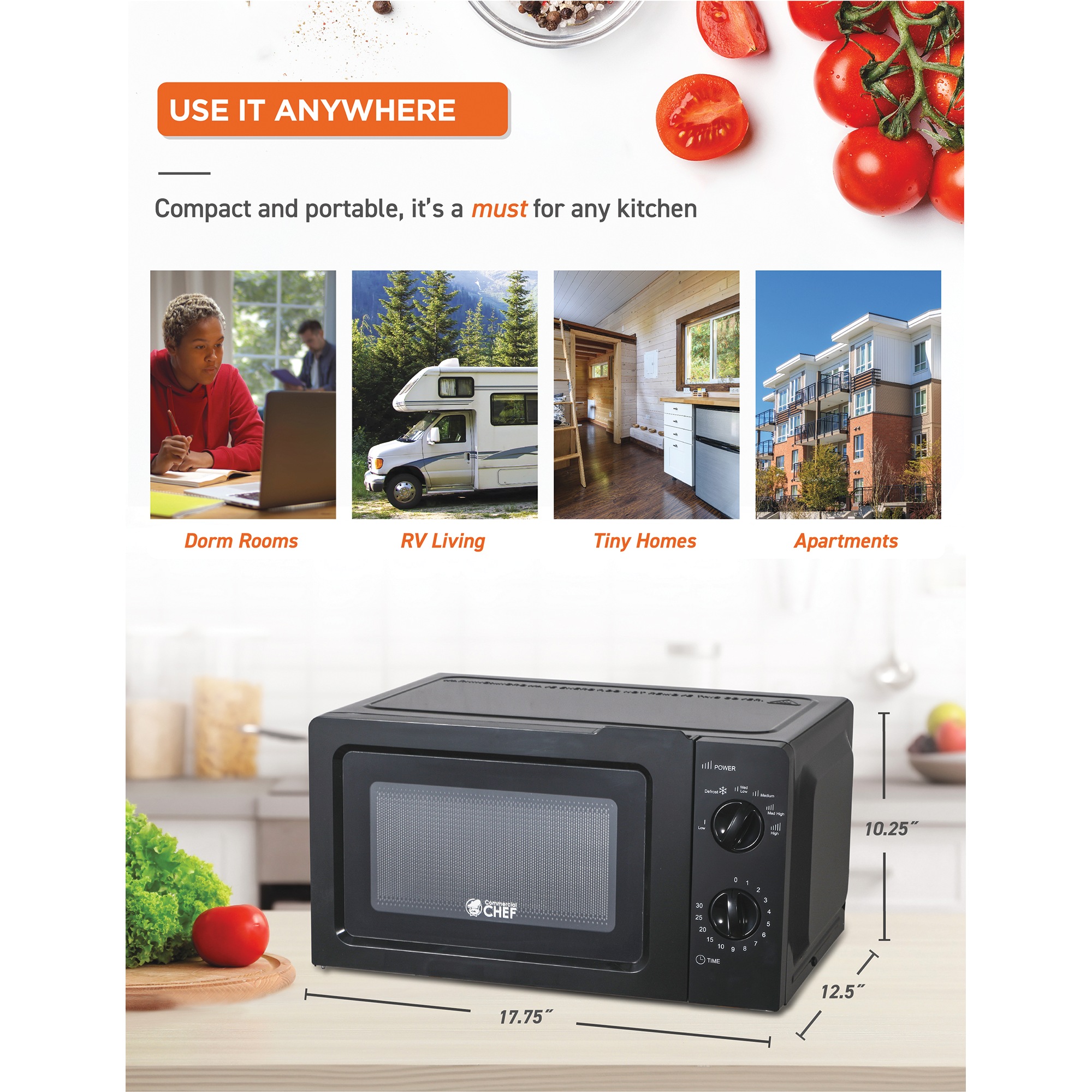 Commercial Chef 0.6 cu. ft. Microwave 6 Commercial Chef 0.6 cu. ft. Microwave