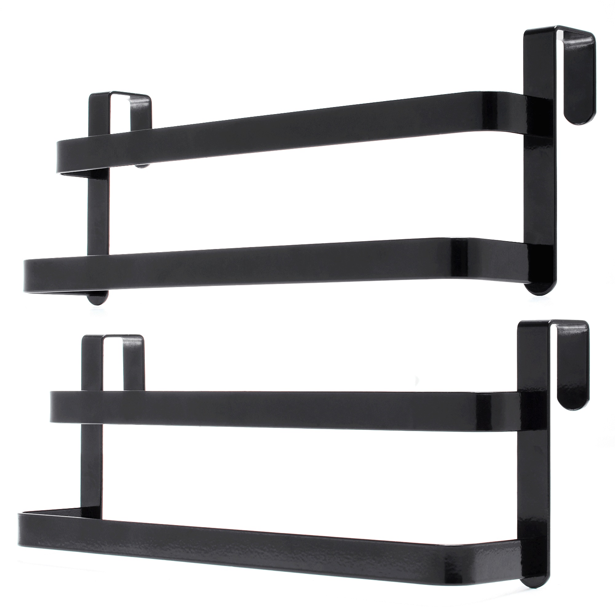 Set of 2 Over-the-Door Double Towel Racks, Iron, Black