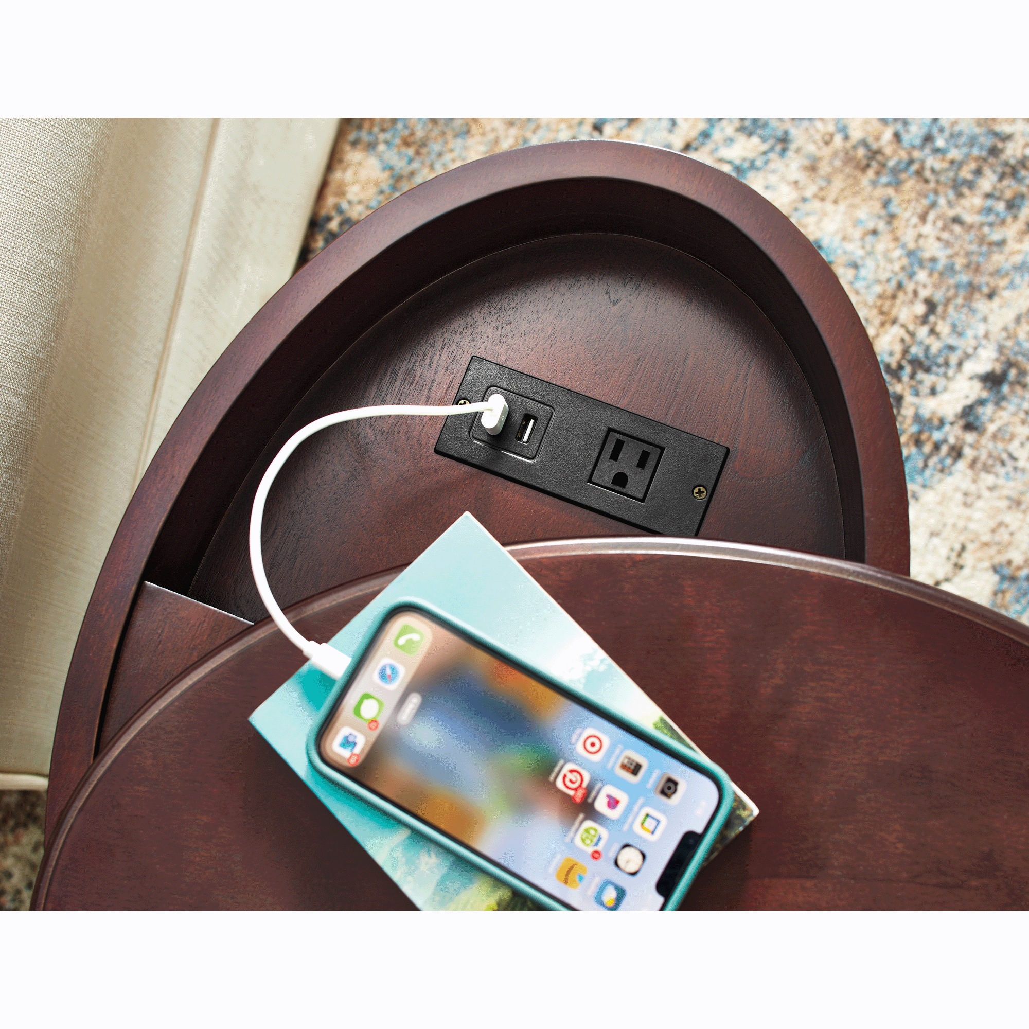 Powered Oval End Table