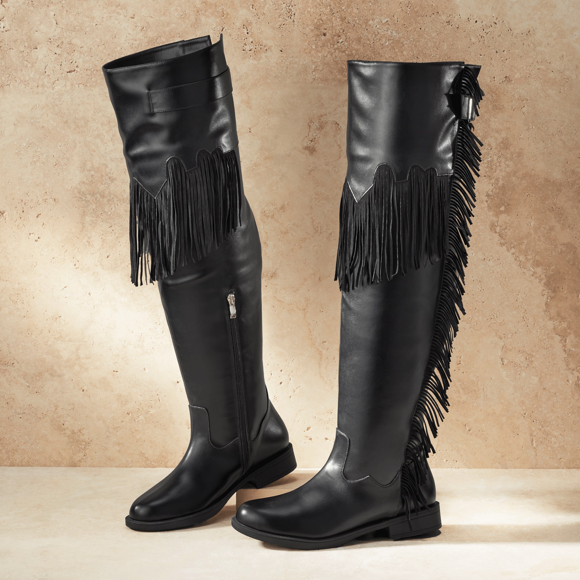 Fringed OTK Boot