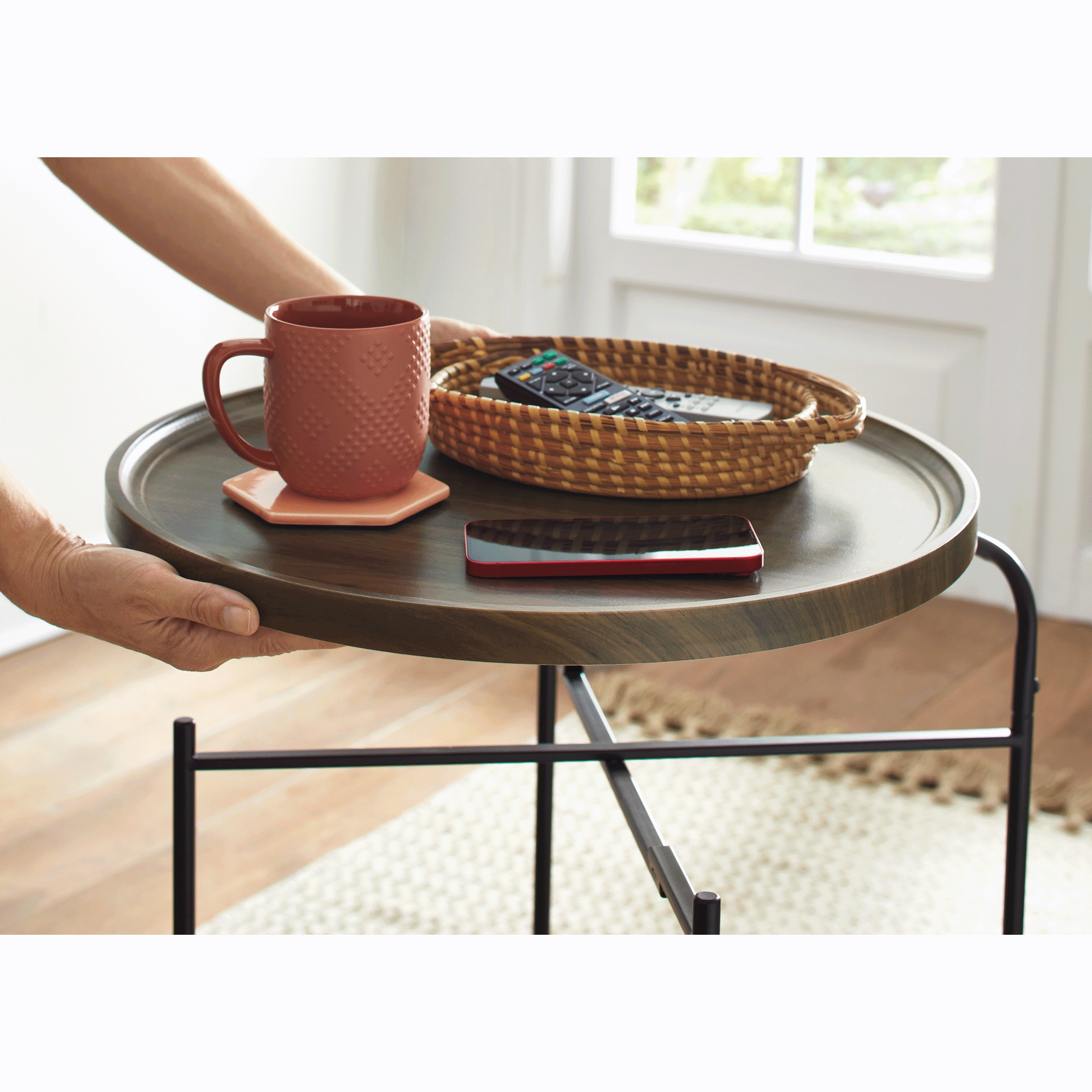 Tray-Top Rolling Accent Table