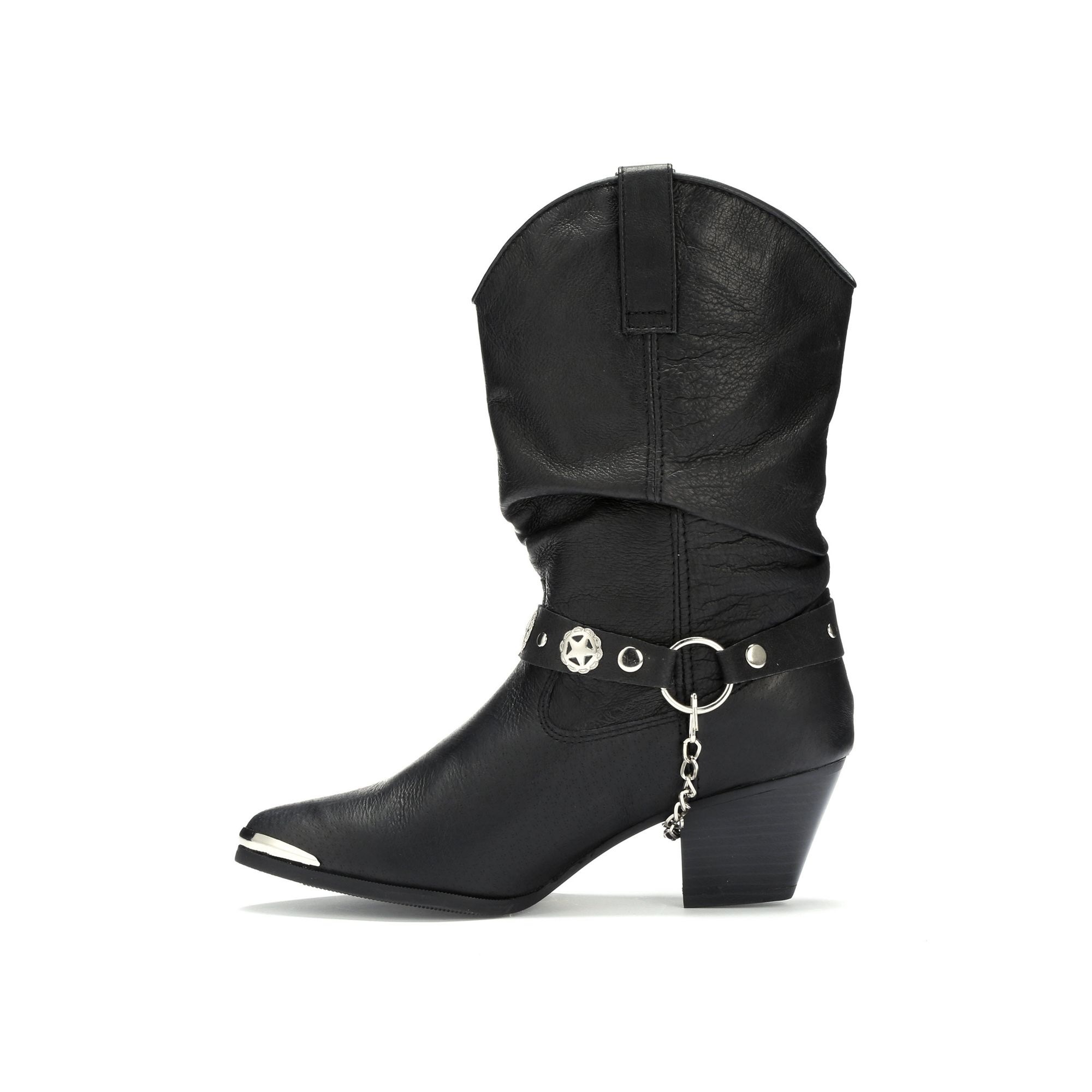 Dingo Genuine Leather Slouch Cowgirl Boot with Studs and Chain Detail for Women 10 Dingo Genuine Leather Slouch Cowgirl Boot with Studs and Chain Detail for Women