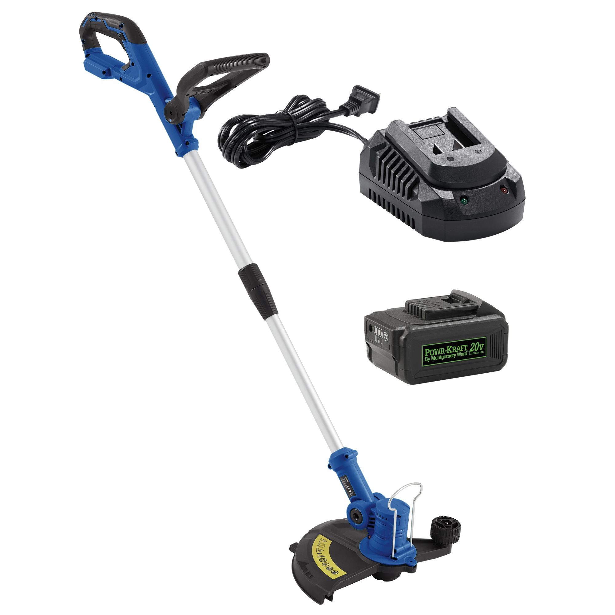 Bundle and Save Pack: Powr-Kraft 20V String Trimmier with 4.0Ah Lithium-Ion Battery & Charger by Montgomery Ward