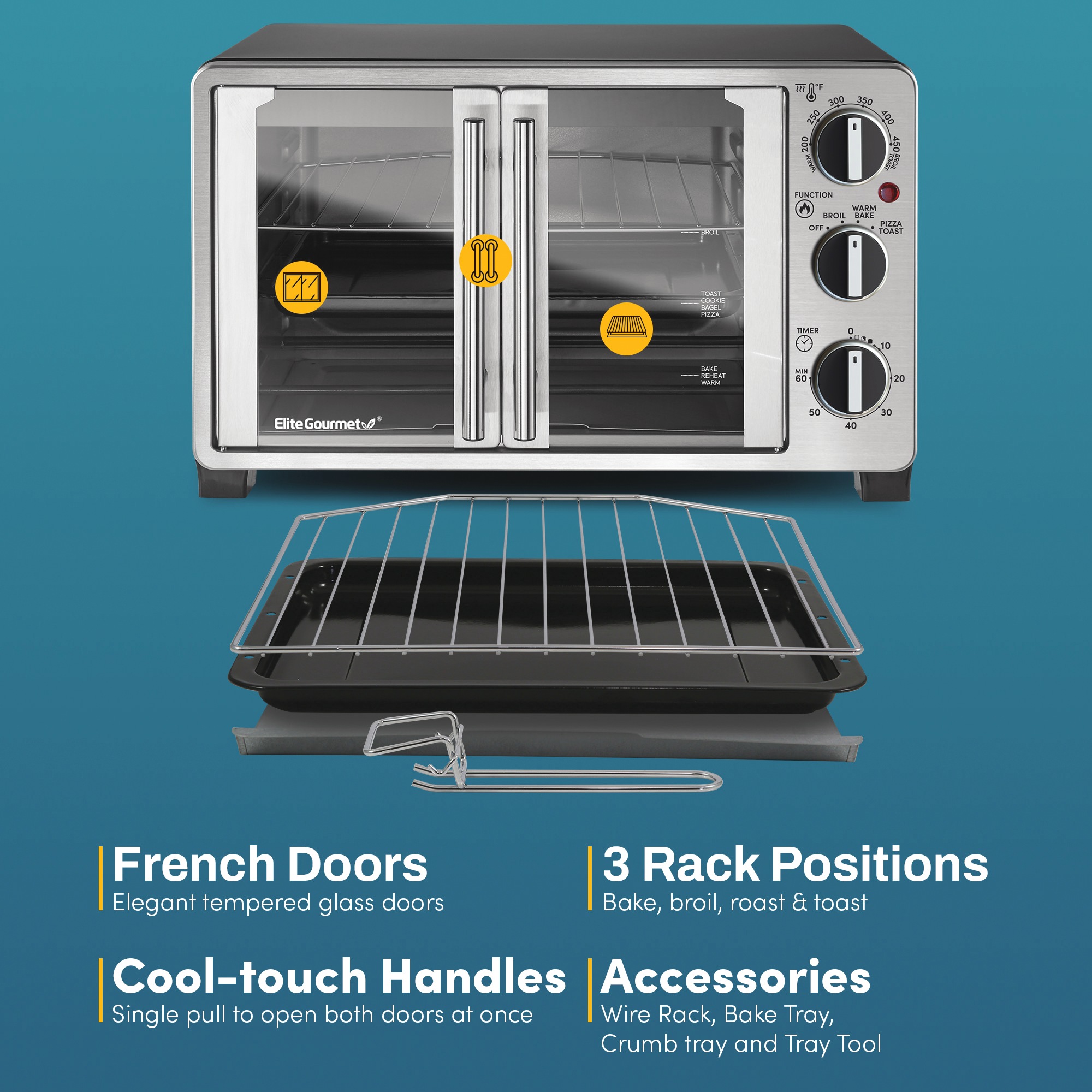 Elite Gourmet Double French Door Toaster Oven 5 Elite Gourmet Double French Door Toaster Oven