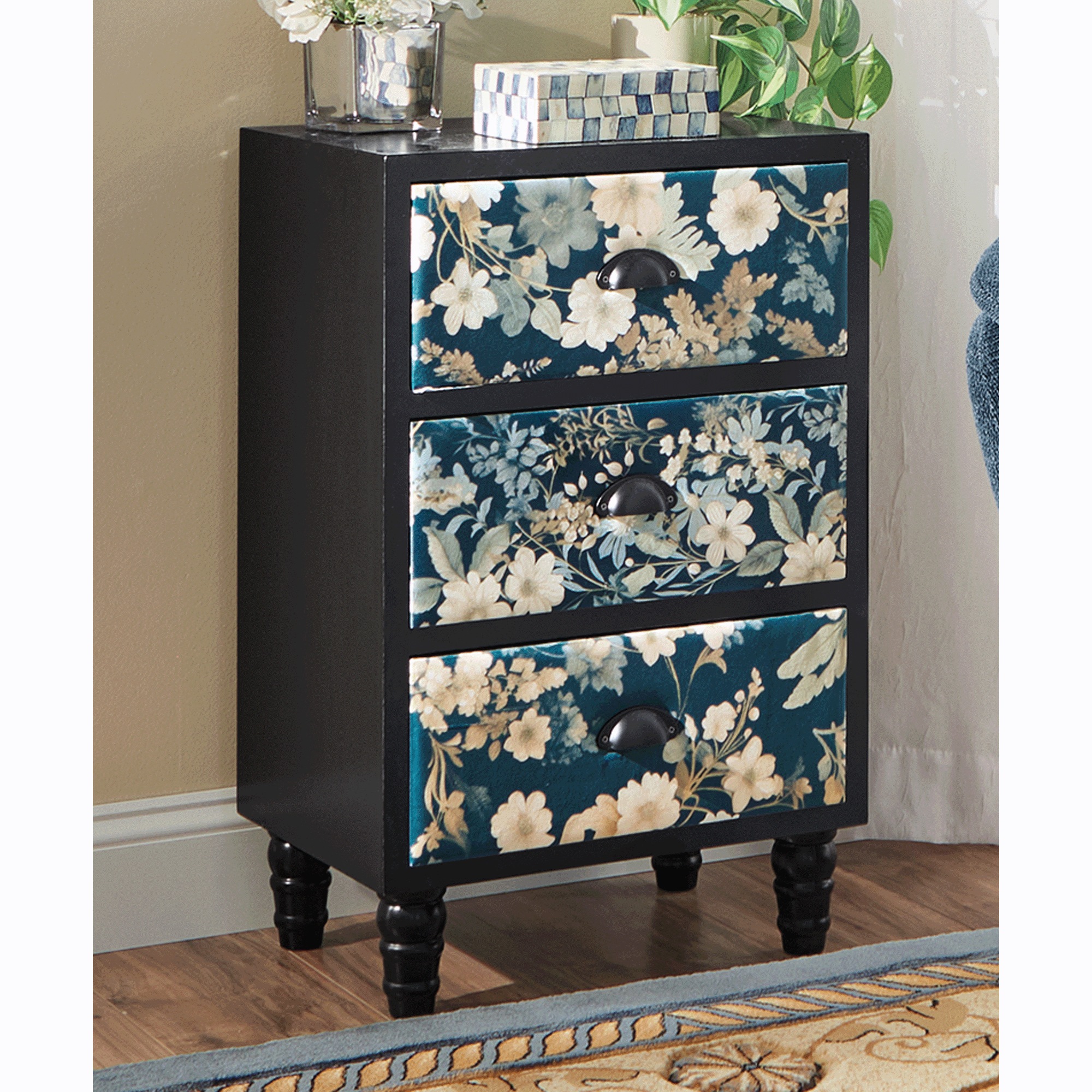Floral 3-Drawer Cabinet
