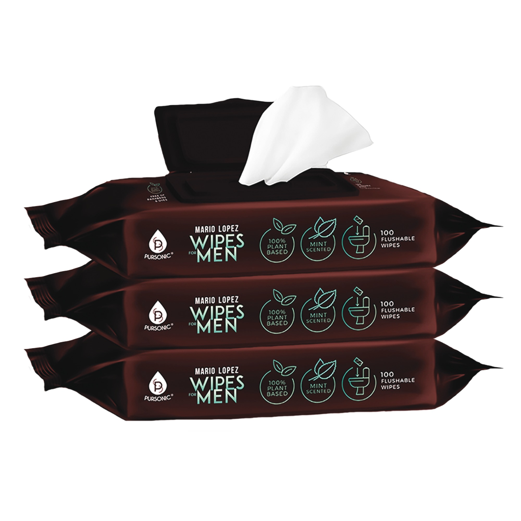 3-Pack Menâs Pursonic Flushable Wipes