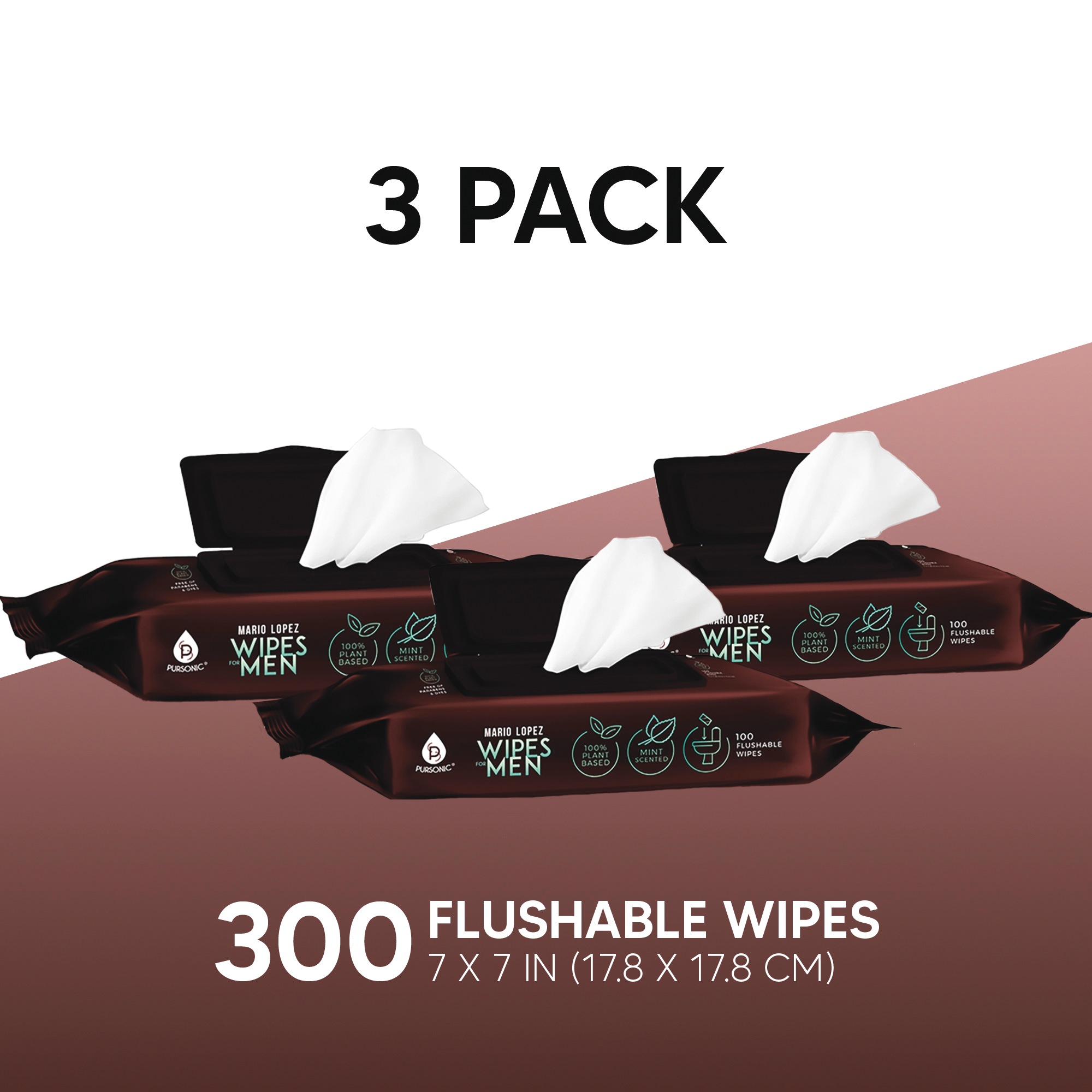 3-Pack Menâs Pursonic Flushable Wipes 3 3-Pack Menâs Pursonic Flushable Wipes