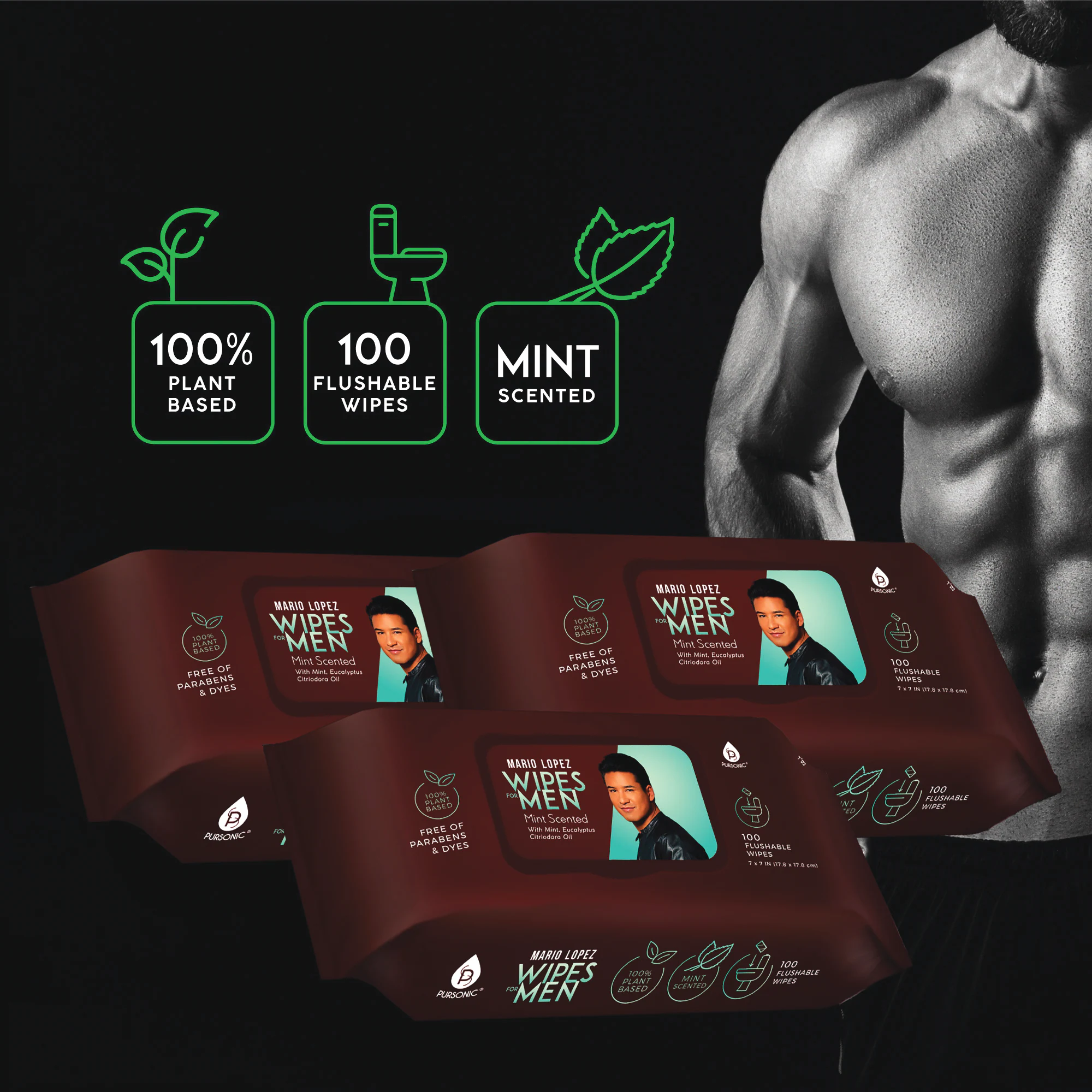 3-Pack Menâs Pursonic Flushable Wipes 5 3-Pack Menâs Pursonic Flushable Wipes
