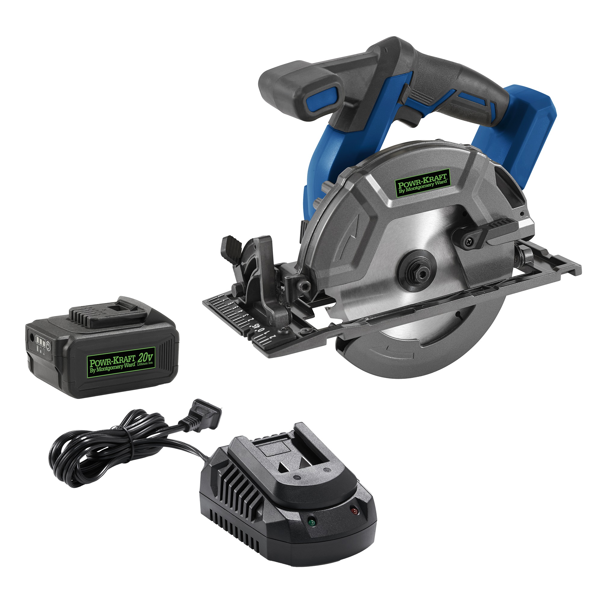 Bundle and Save Pack: Powr-Kraft 20V Circular Saw with 4.0Ah Lithium-Ion Battery & Charger by Montgomery Ward