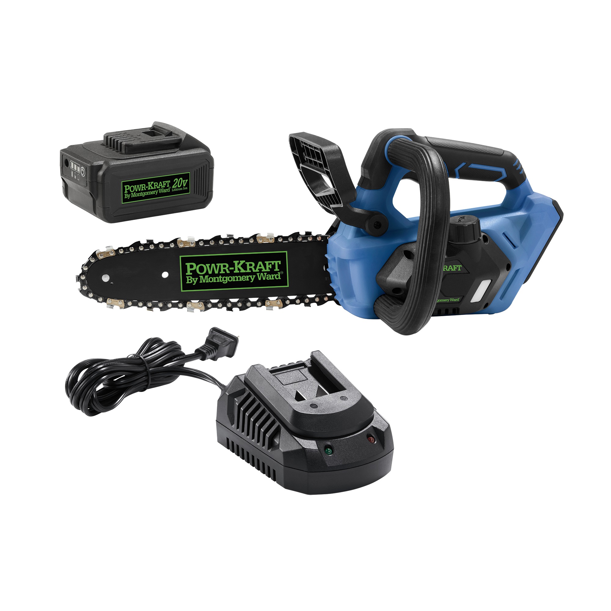 Bundle and Save Pack: Powr-Kraft 20V Chainsaw with 4.0Ah Lithium-Ion Battery & Charger by Montgomery Ward