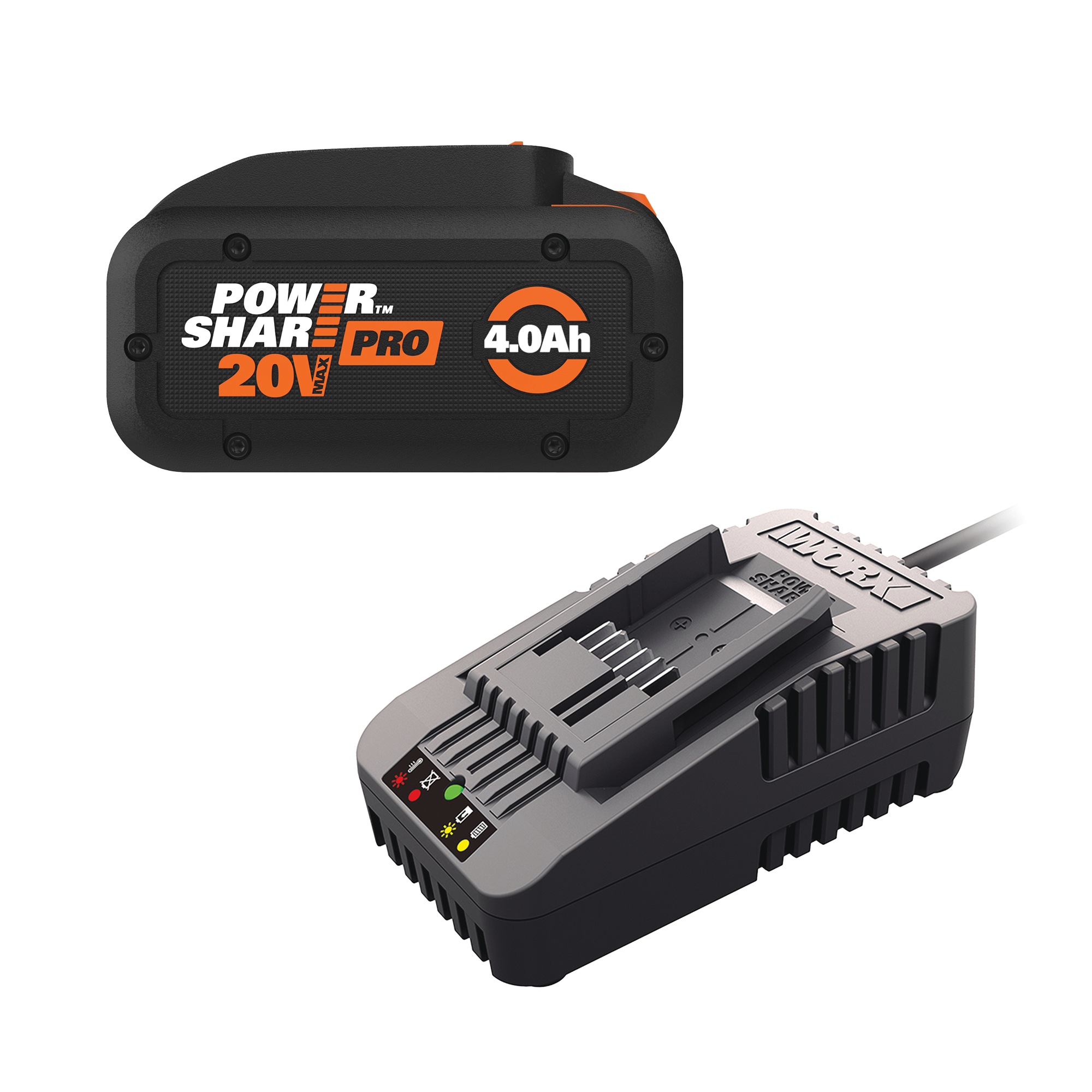 Bundle and Save Pack: Worx 20V 4.0Ah Battery and 18V/20V Quick Battery Charger Bundle