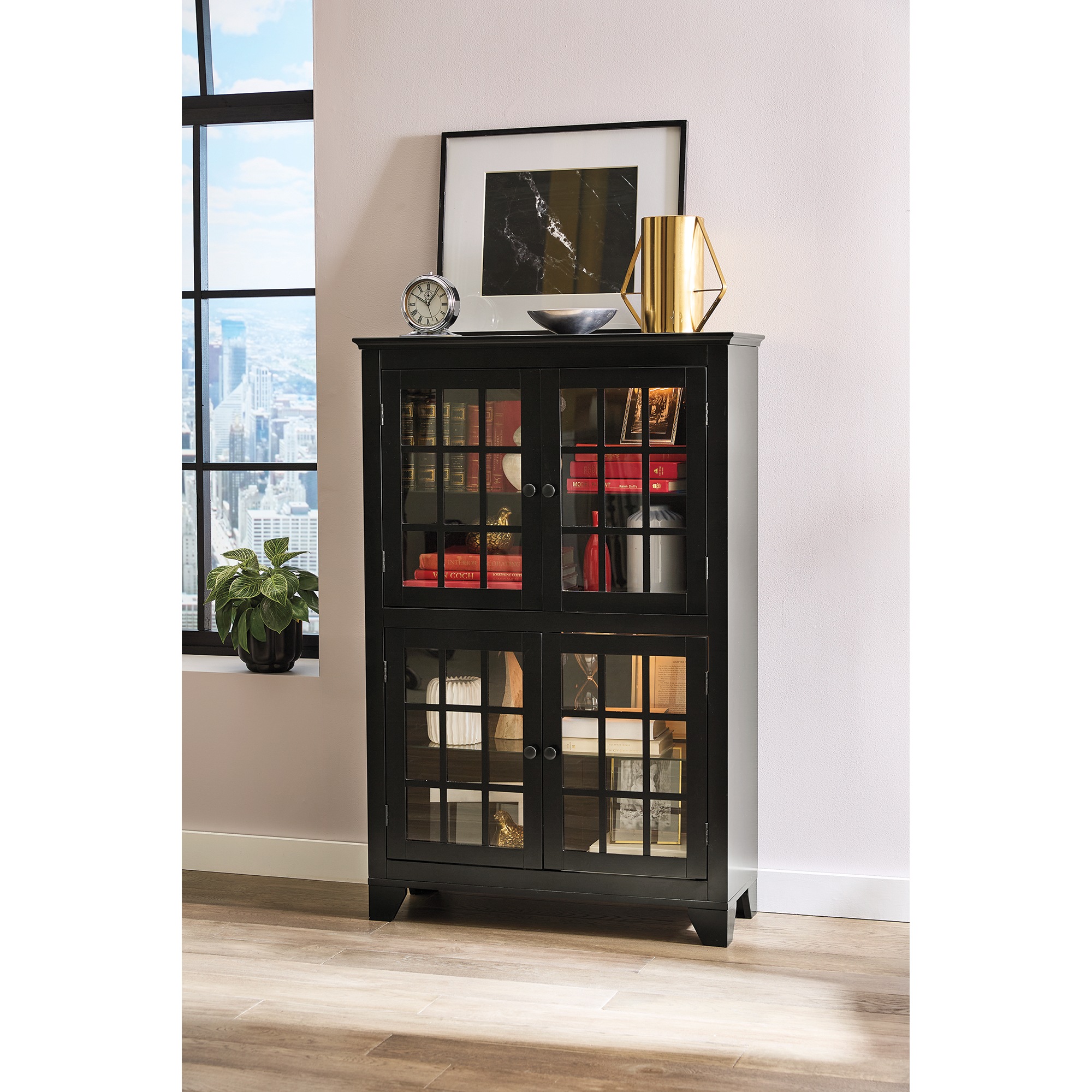 Lit Double Curio Cabinet