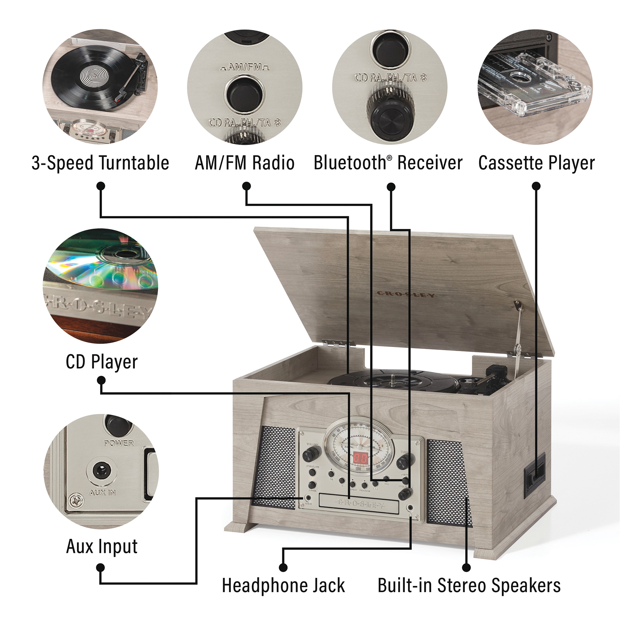 Crosley Medley 8-in-1 Record Player with Bluetooth 10 Crosley Medley 8-in-1 Record Player with Bluetooth