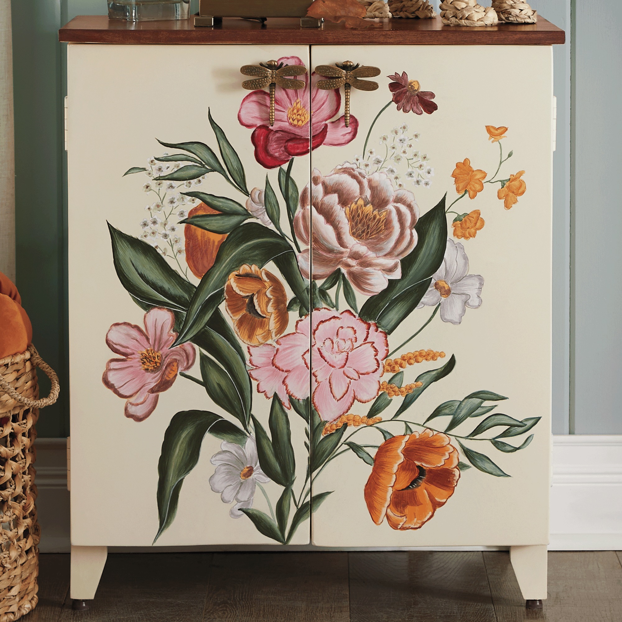 Fall Hand-Painted Cabinet