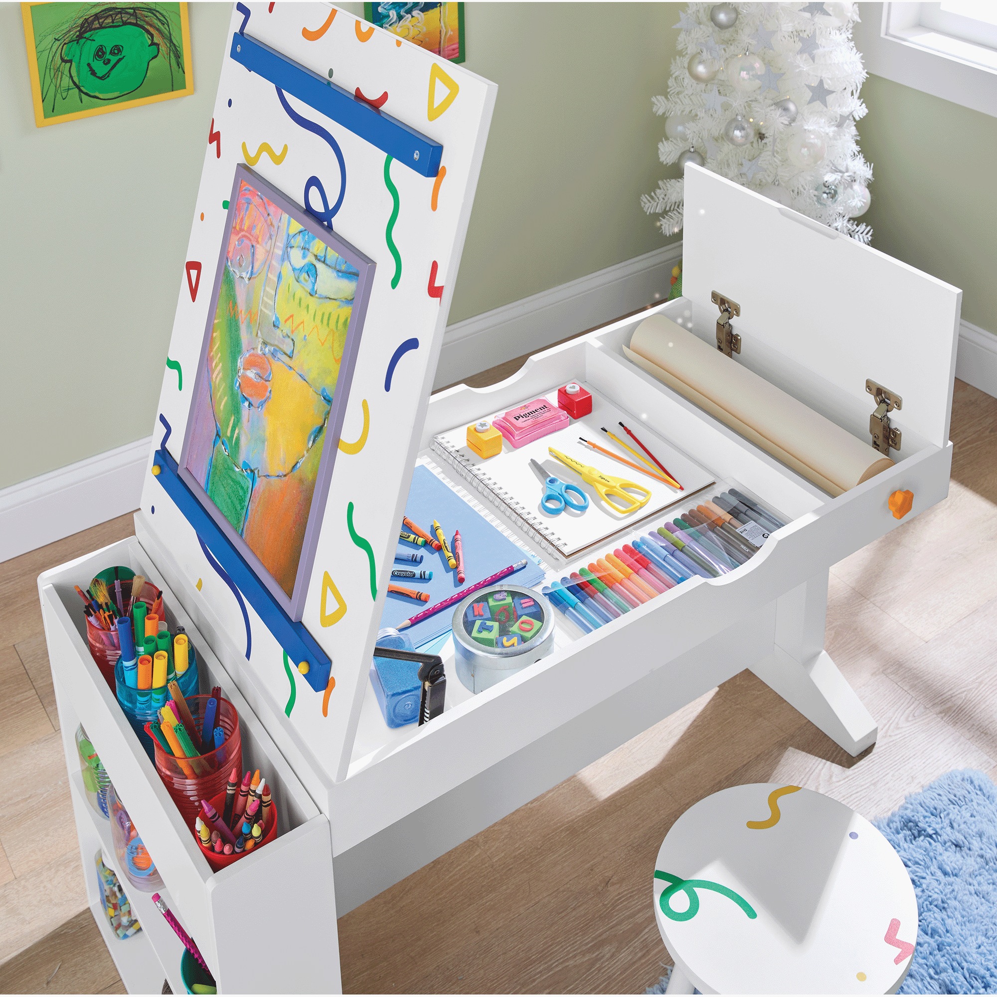 Kidsâ?Paper-Dispensing Easel Art Desk