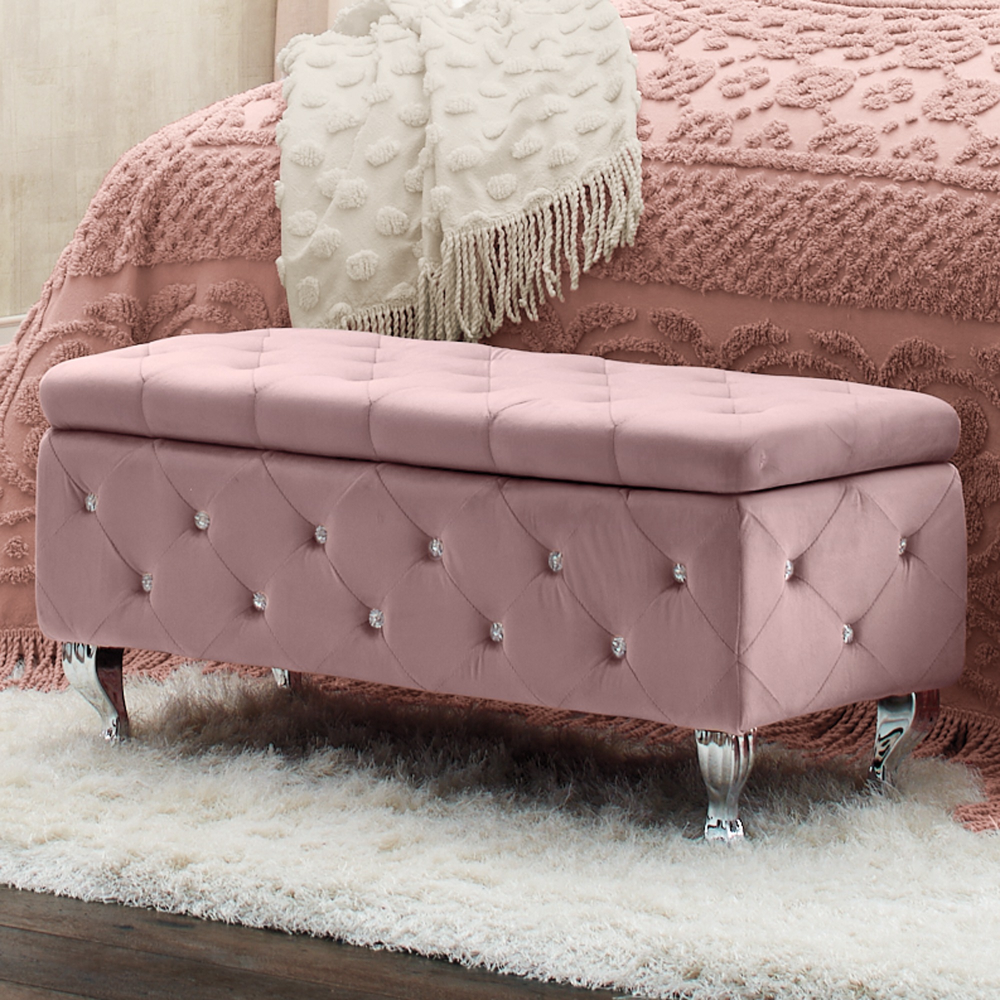 Crystal Tufted Storage Bench