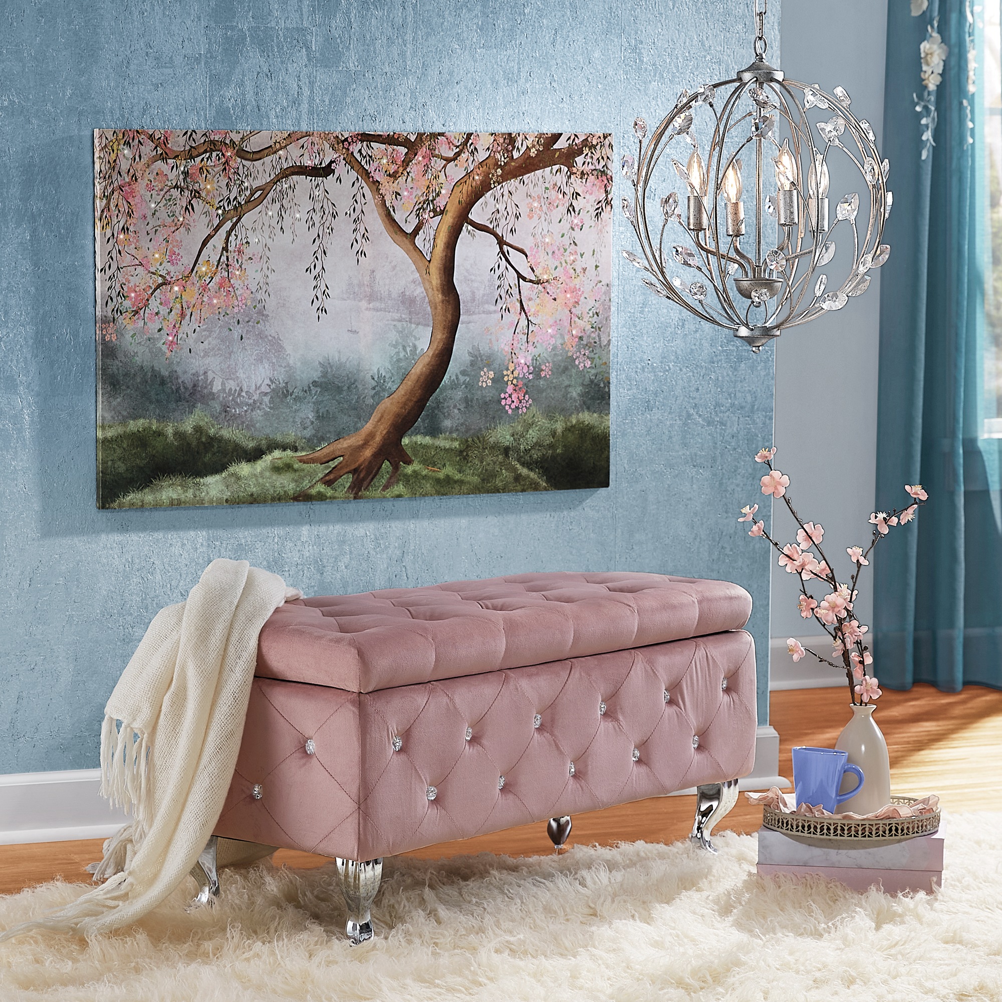 Crystal Tufted Storage Bench 3 Crystal Tufted Storage Bench