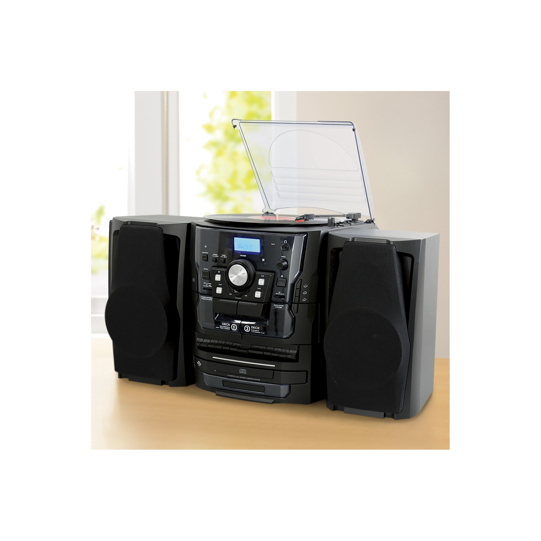 6-in-1 Music System with Deluxe Turntable, iPod/MP3, AM/FM, CD Player & Cassette 8 6-in-1 Music System with Deluxe Turntable, iPod/MP3, AM/FM, CD Player & Cassette