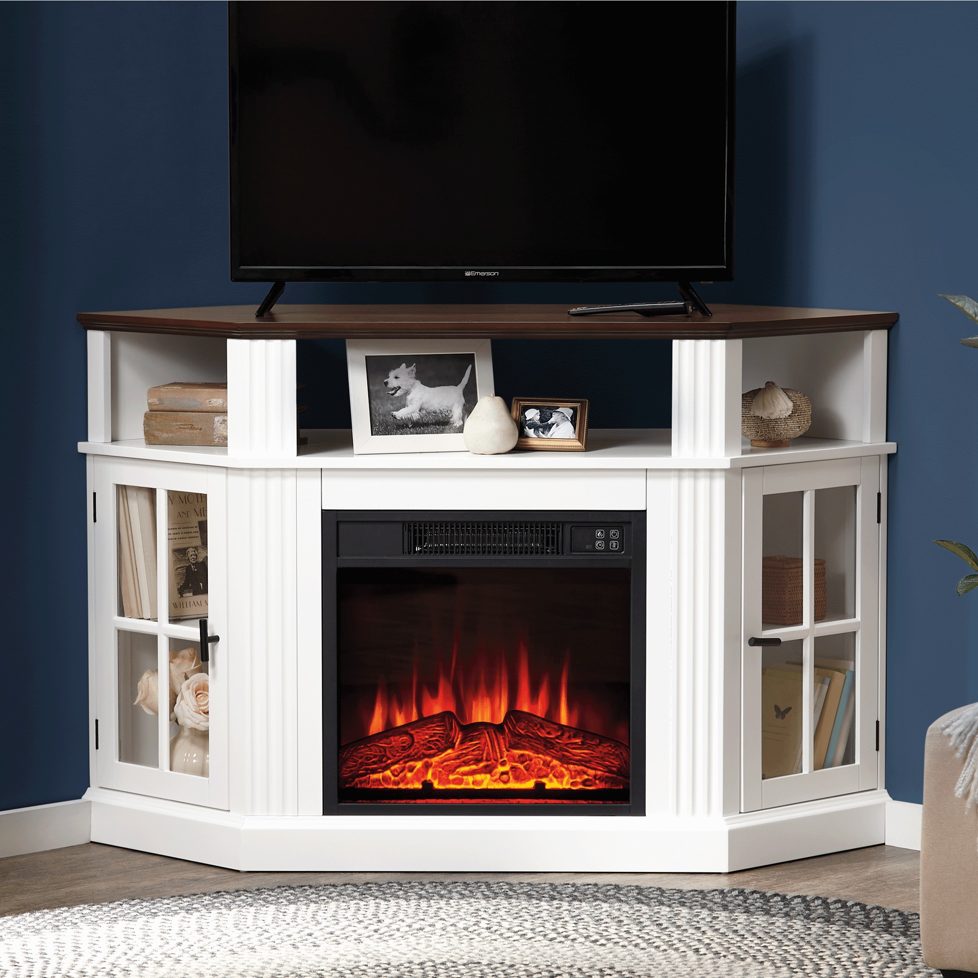 Side-Display Corner Fireplace
