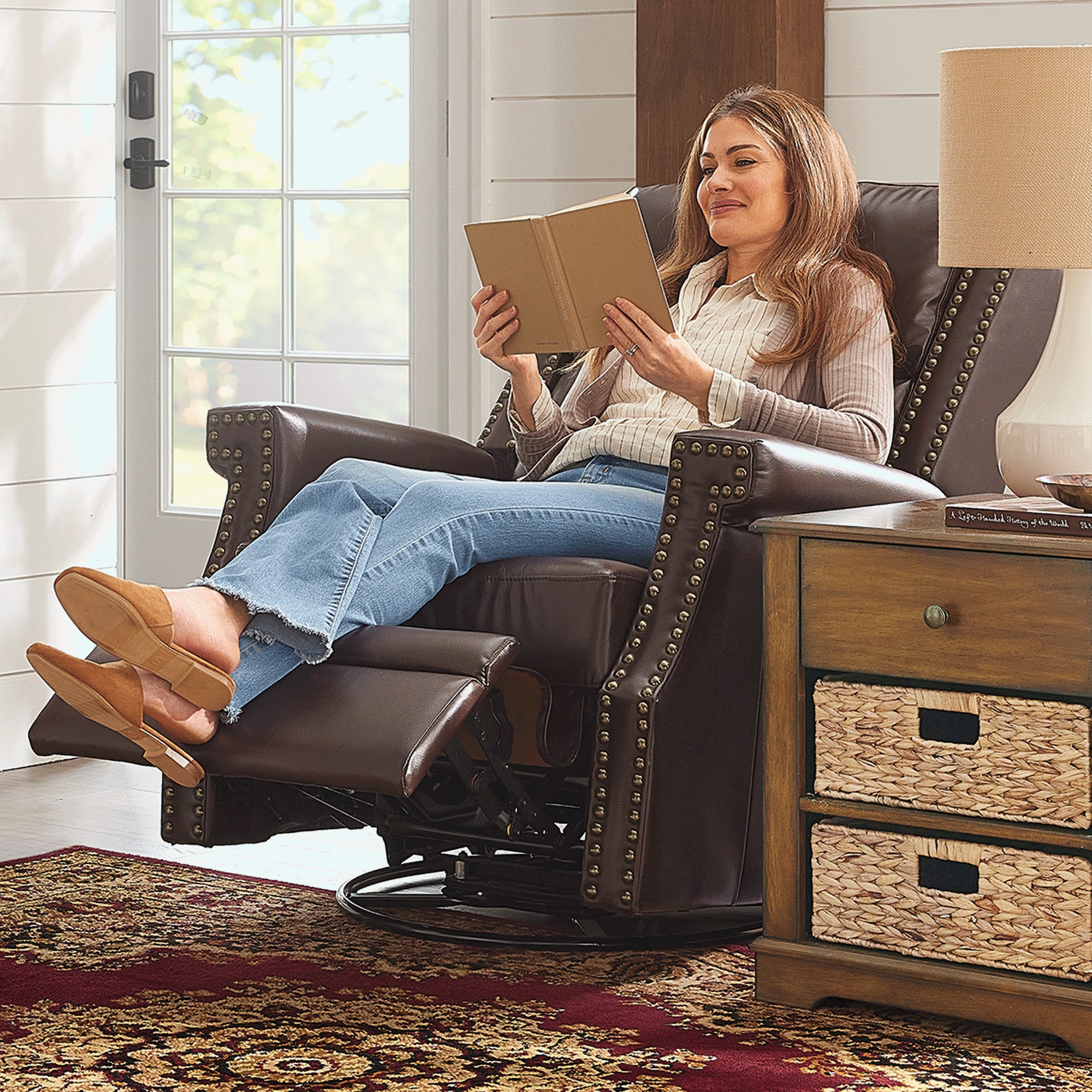 Nailhead Swivel Rocker Recliner