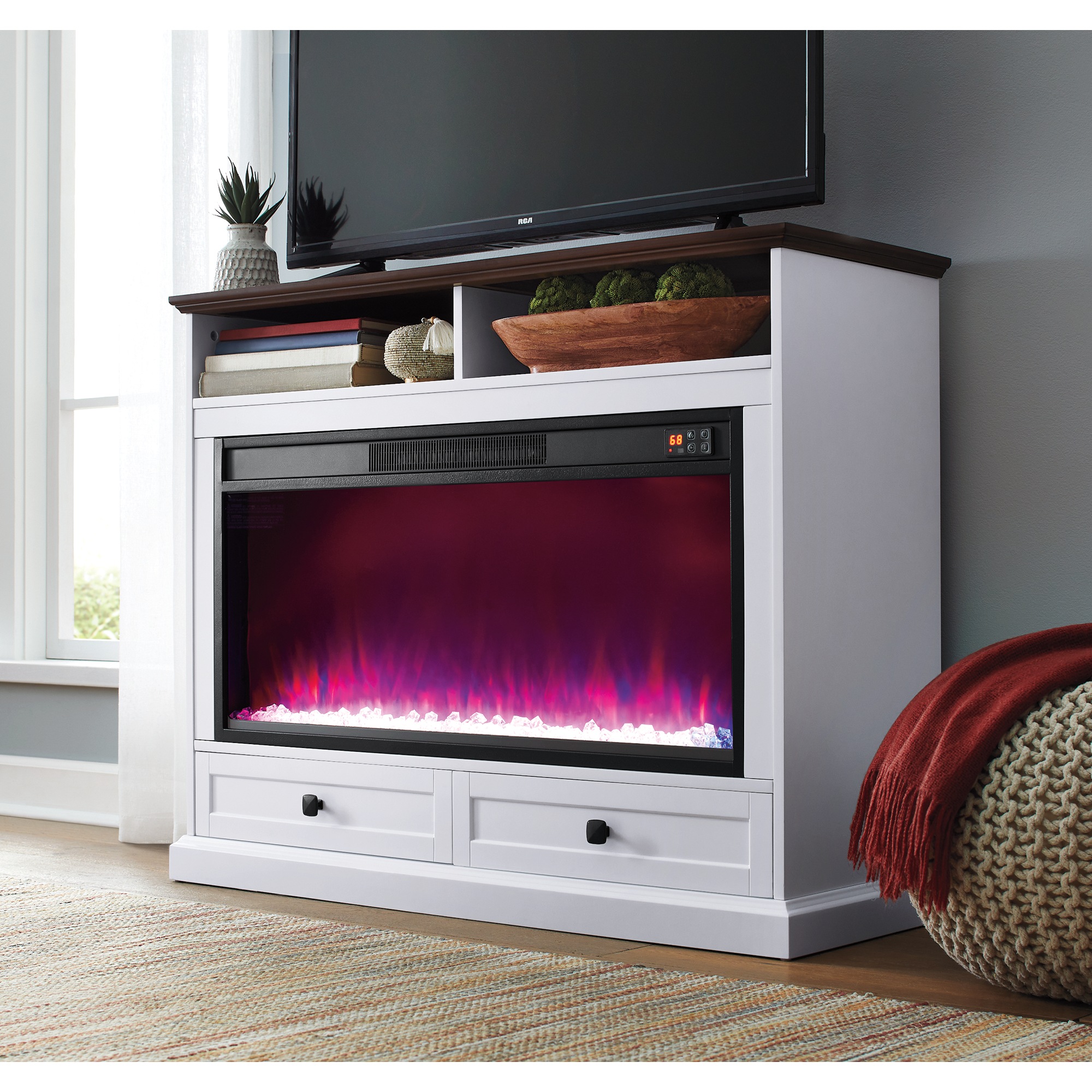 Storage Fireplace with Drawers