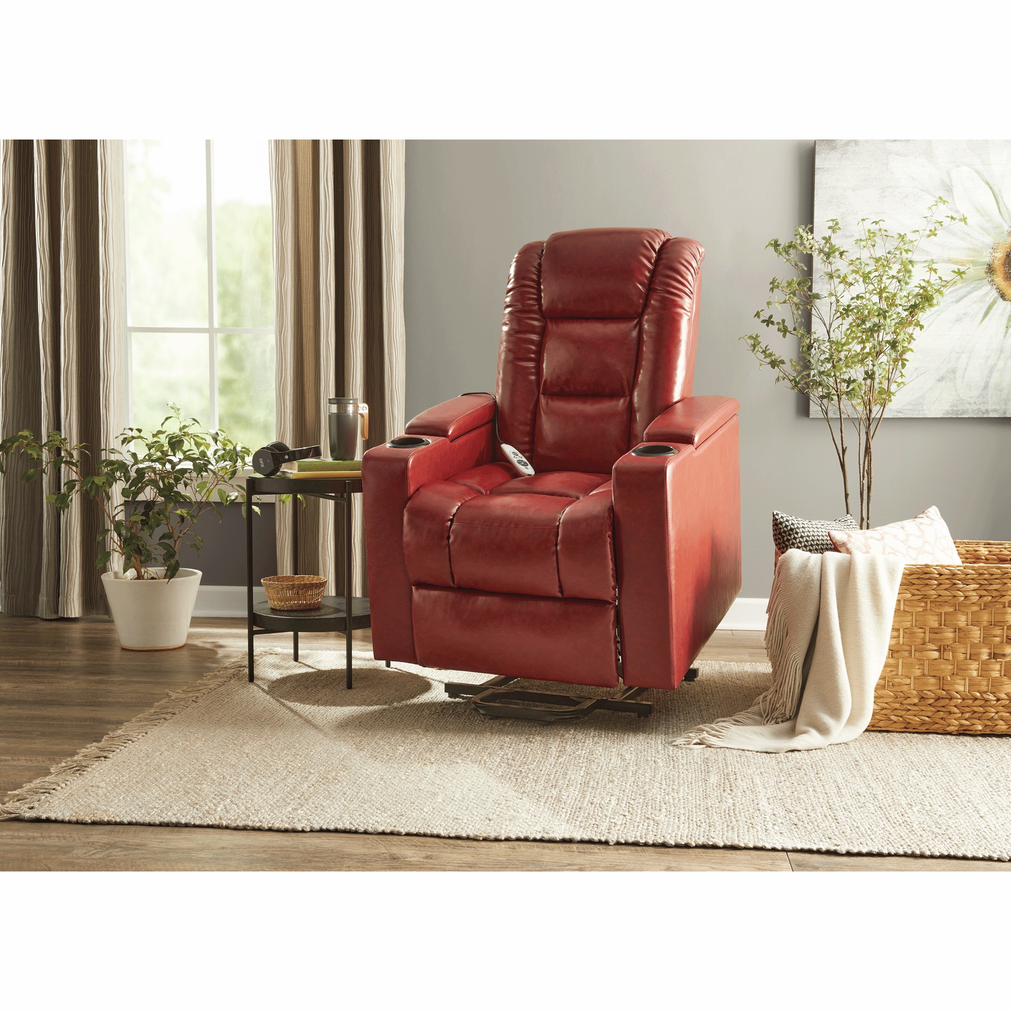 Heat and Massage Lift Recliner with Cupholders