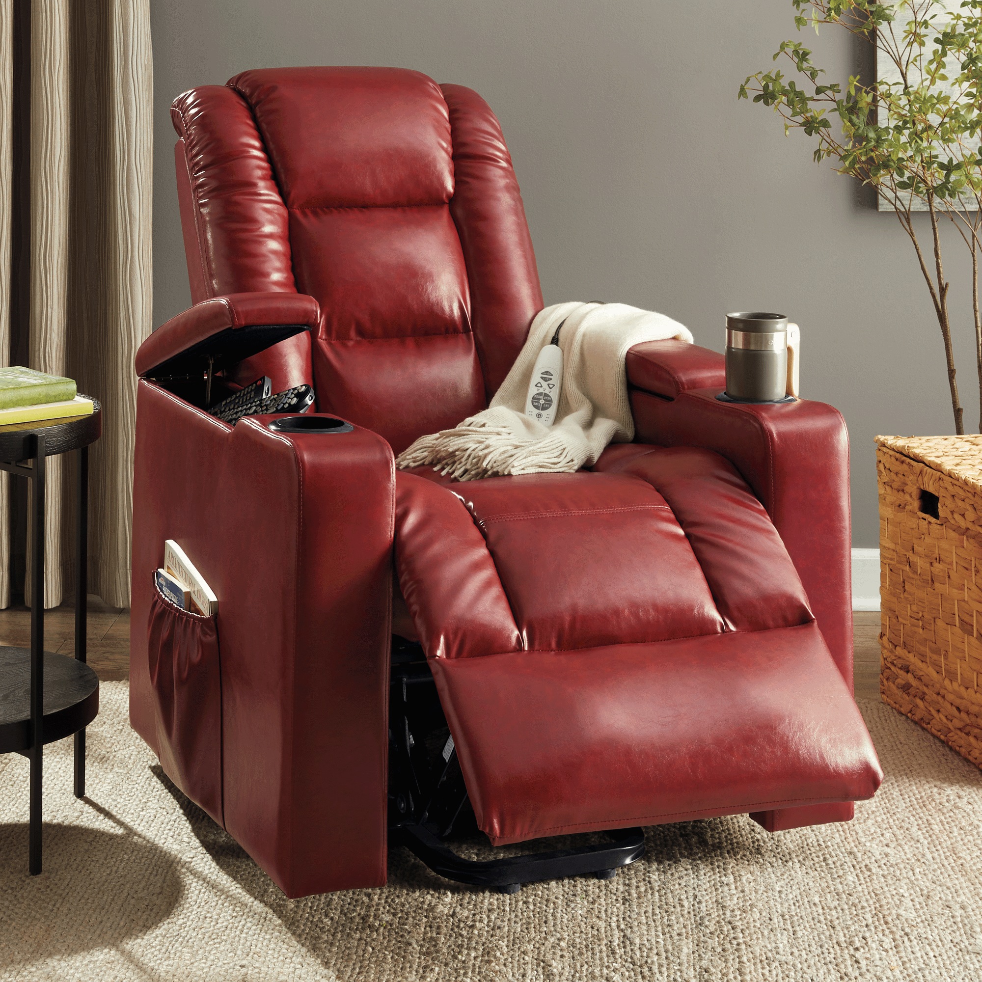 Heat and Massage Lift Recliner with Cupholders