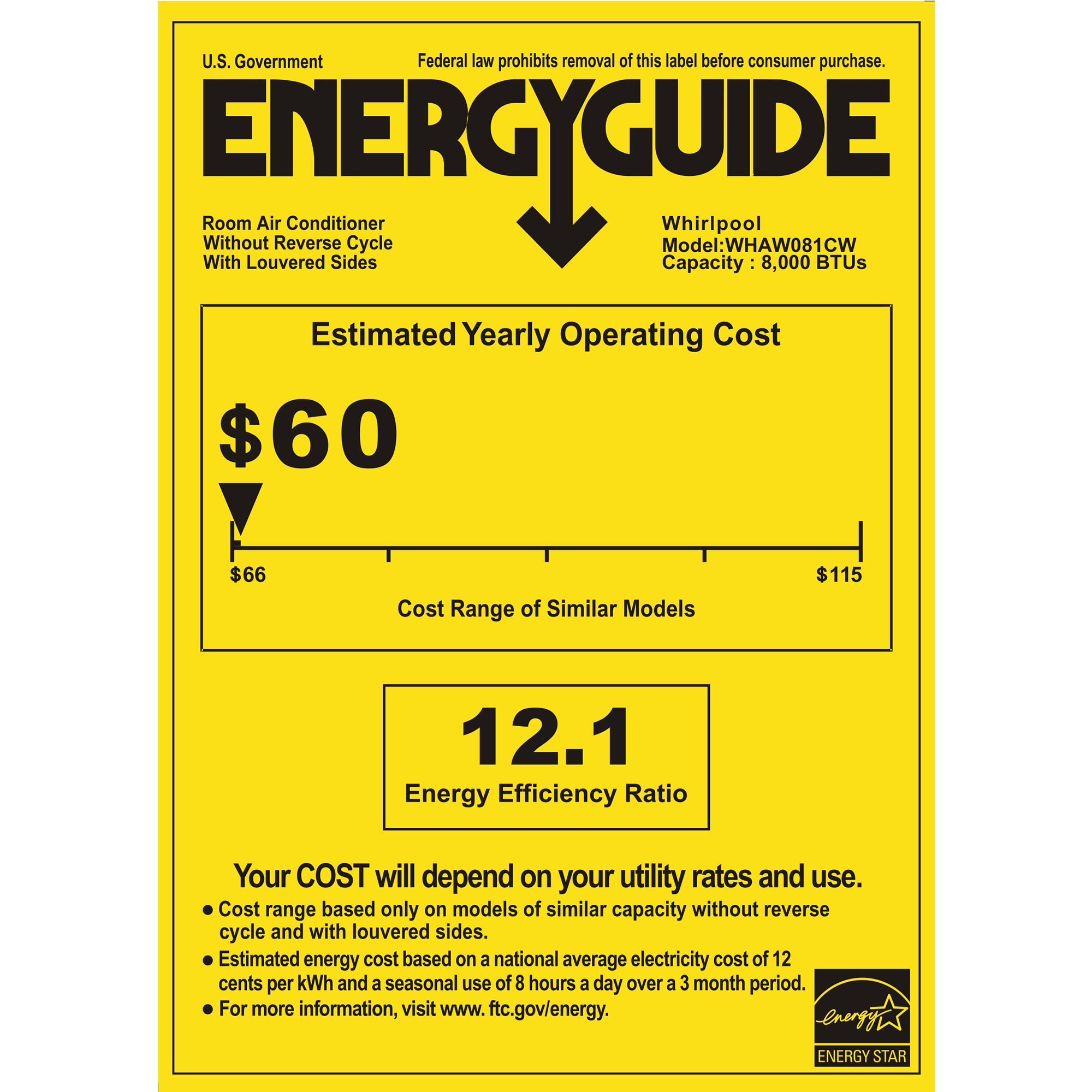 Whirlpool 8000 BTU Window Air Conditioner with Remote 9 Whirlpool 8000 BTU Window Air Conditioner with Remote