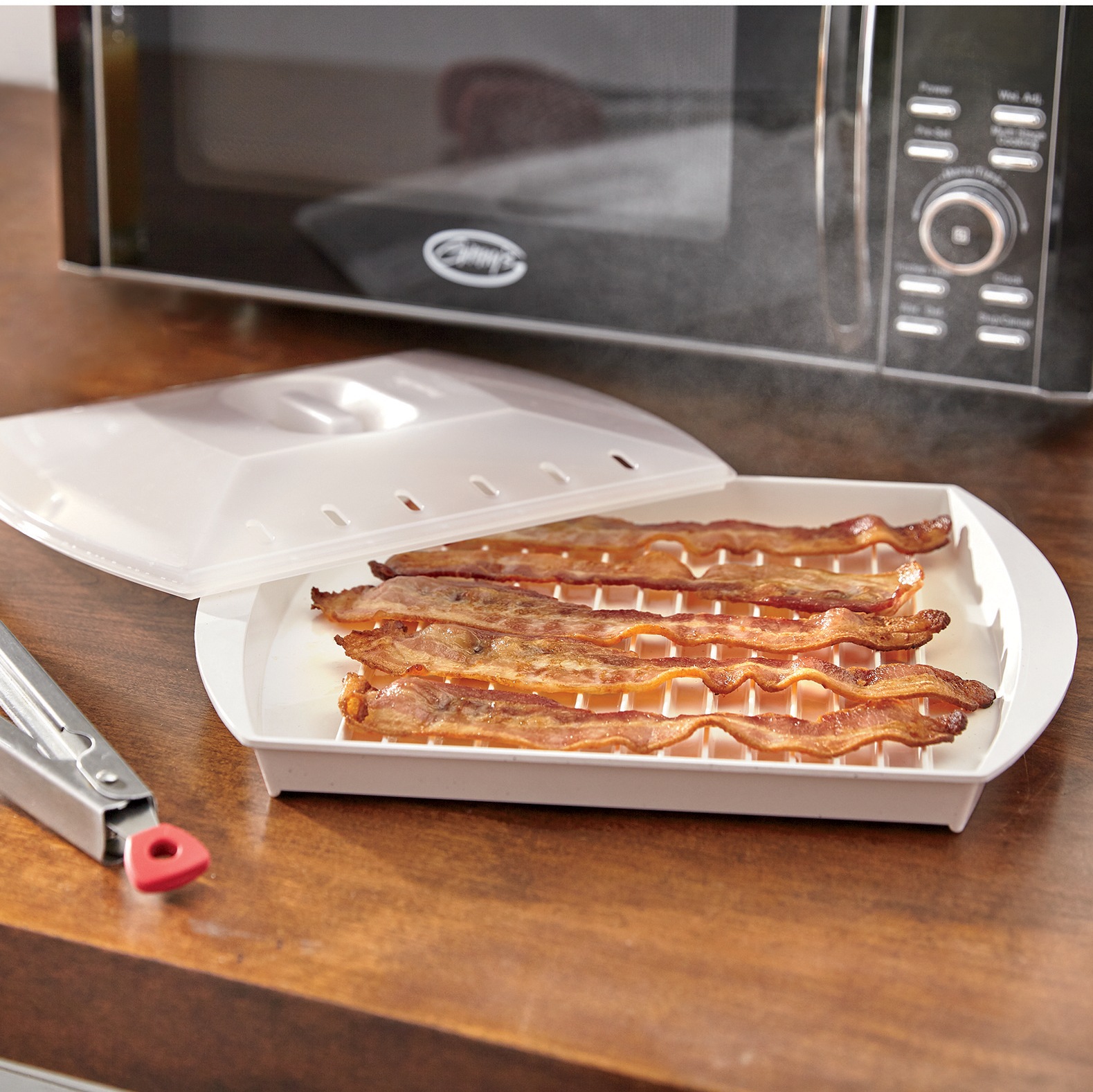 Progressive Microwave Bacon Grill with Cover and Fat-Draining Design