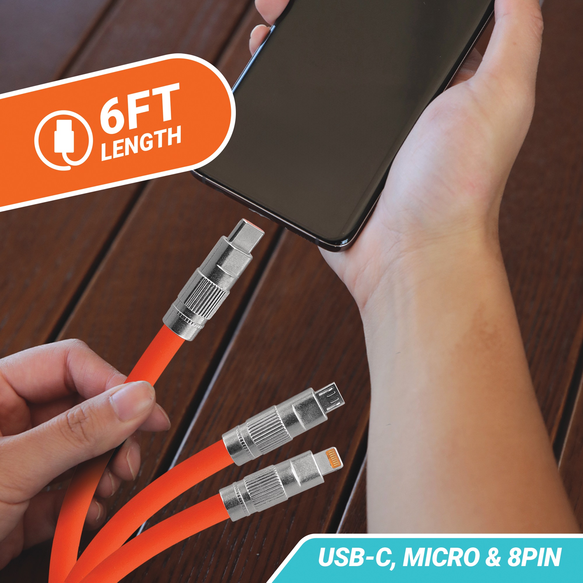 ArmorAll 3-in-1 Multi-Tip 6' USB Cable 3 ArmorAll 3-in-1 Multi-Tip 6' USB Cable