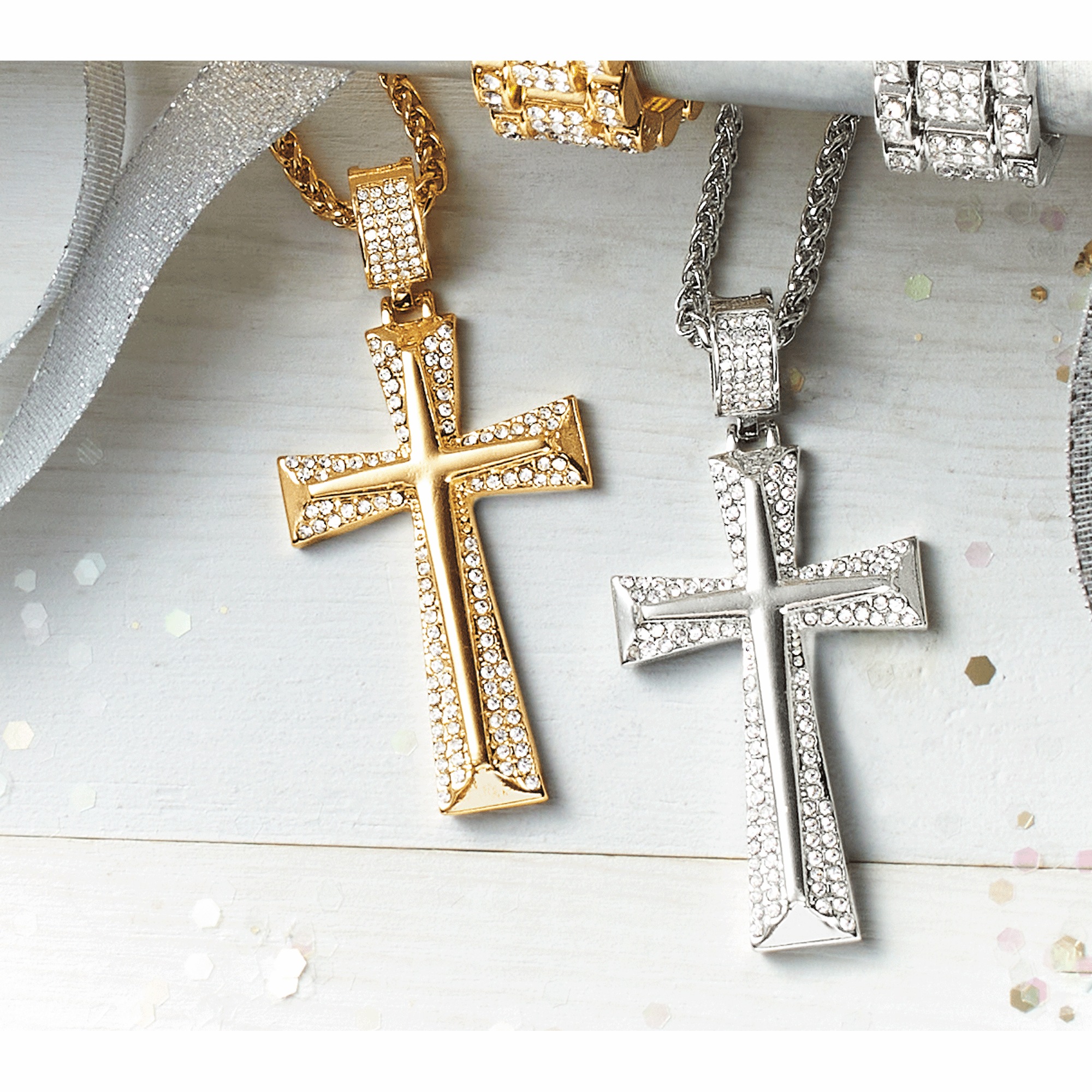Men's Crystal Cross Pendant