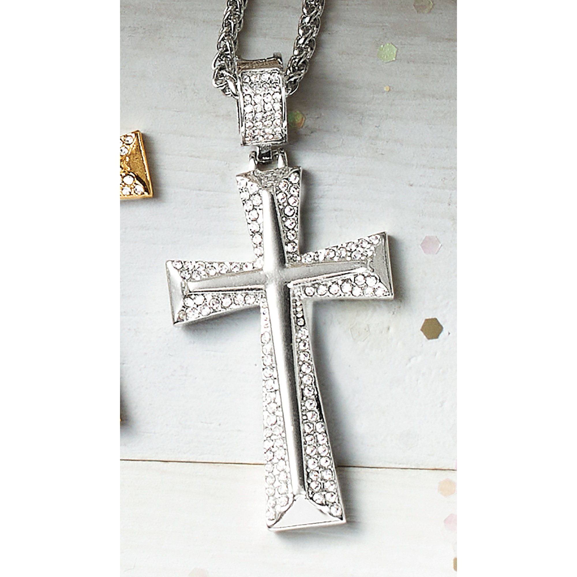 Men's Crystal Cross Pendant 3 Men's Crystal Cross Pendant