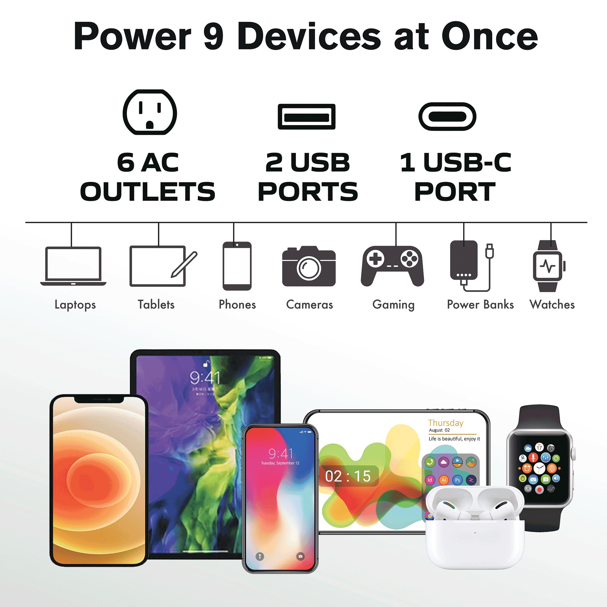 Bell+Howell 180° Swivel Power with Surge Protection 6 Bell+Howell 180° Swivel Power with Surge Protection