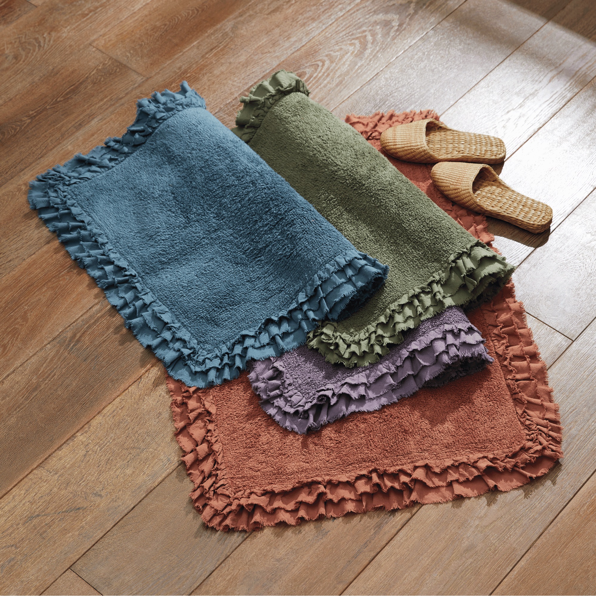 Raw-Edge Cotton Bath Mat