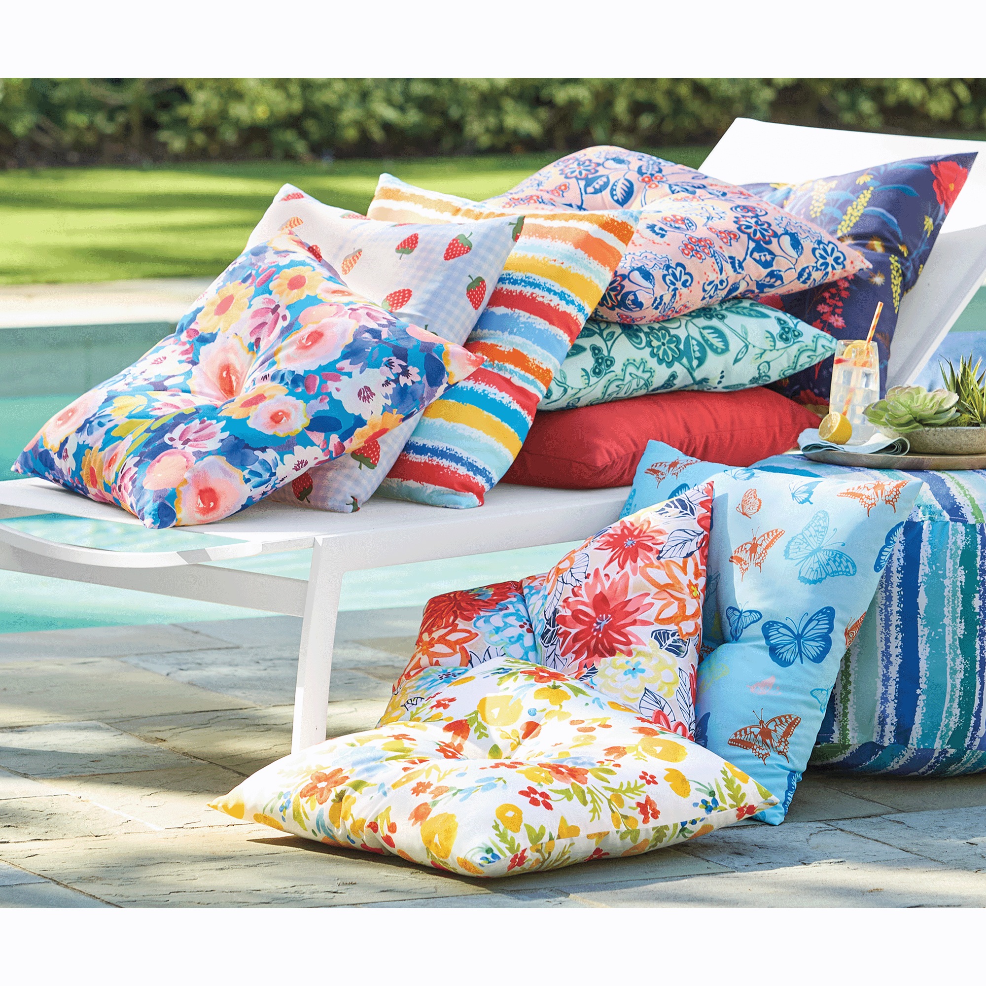 Button-Tufted Outdoor Pillow