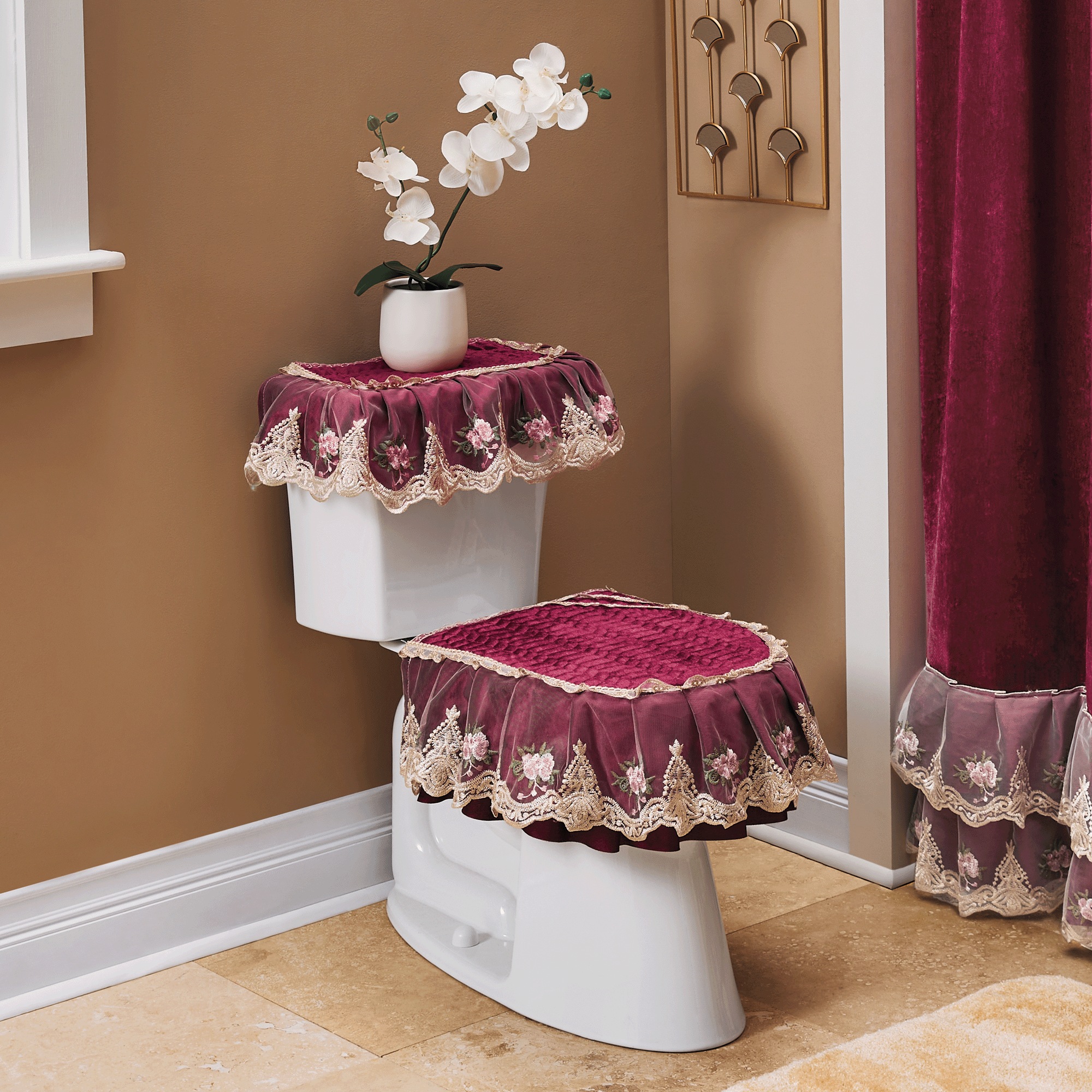 Velvet Toilet Cover Set 3 Velvet Toilet Cover Set